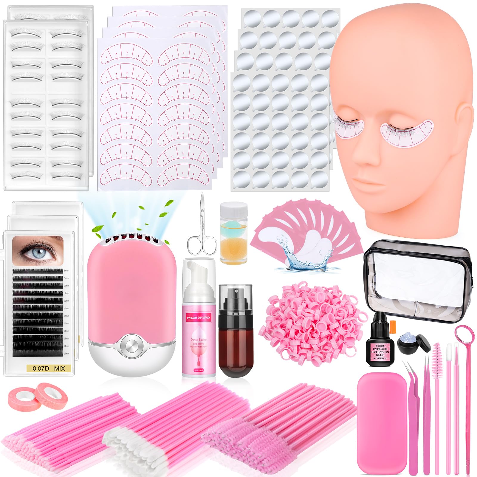 Sublaga 404 Pcs Lash Extension Kit for Beginners - Tools, Glue & Practice Lashes