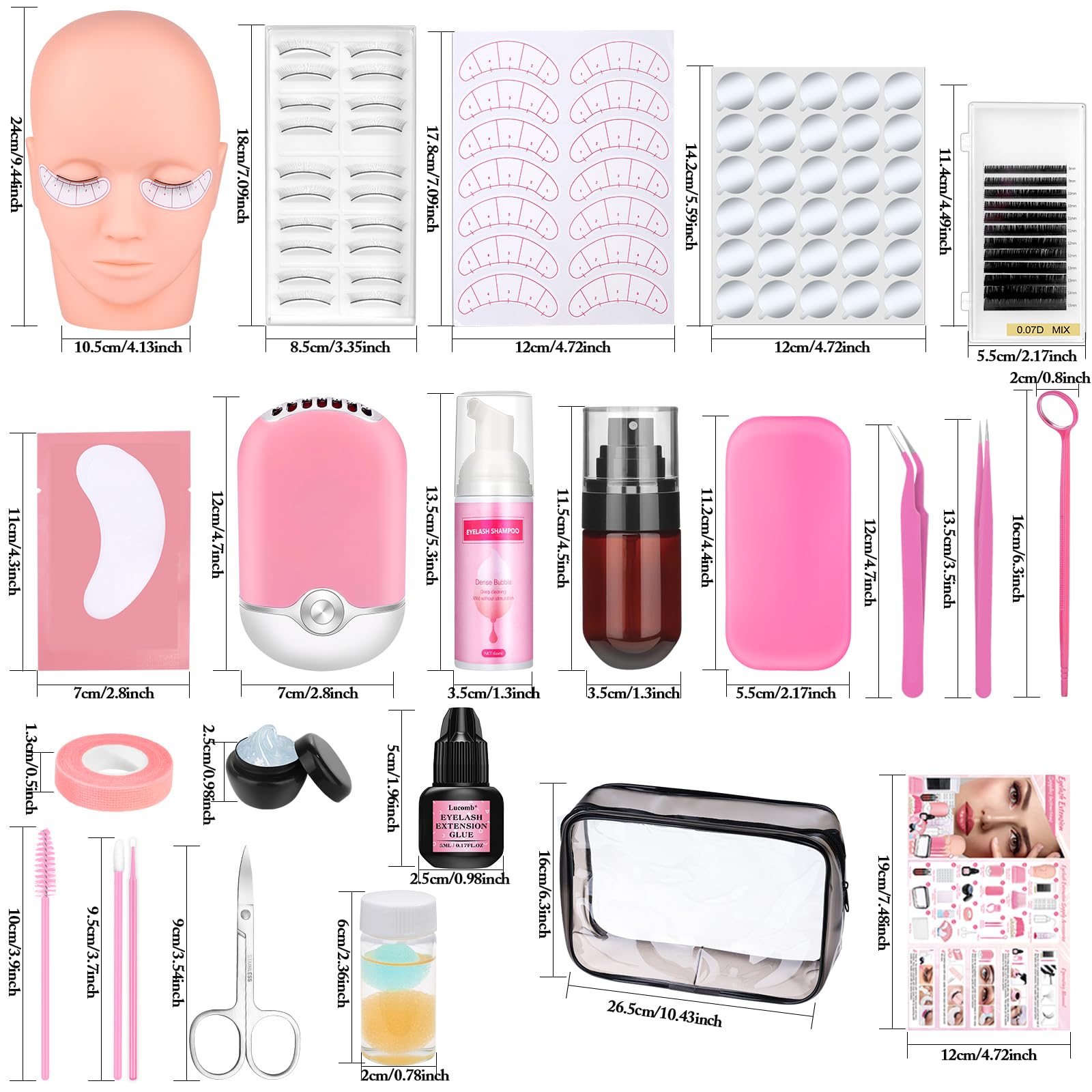 Sublaga 404 Pcs Lash Extension Kit for Beginners - Tools, Glue & Practice Lashes