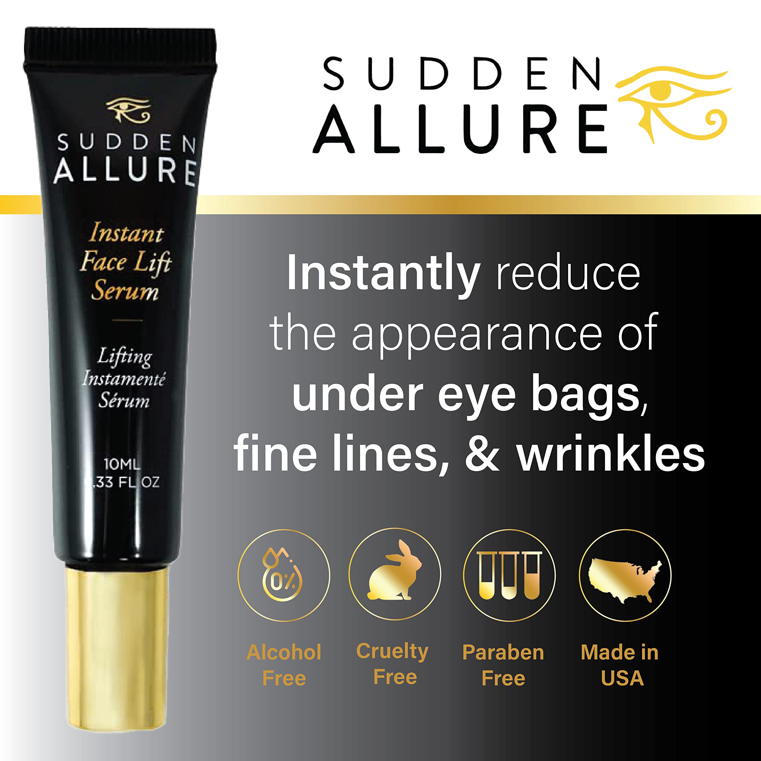SuddenAllure Instant Face Lift Serum – Tighten Eyes in 60 Seconds | Made in USA