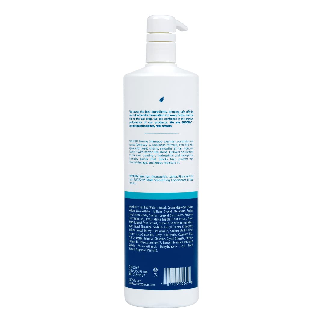 SUDZZFX Smooth Taming Shampoo – Frizz Control & Moisture for All Hair Types, Sulfate Free, 33.8 fl oz