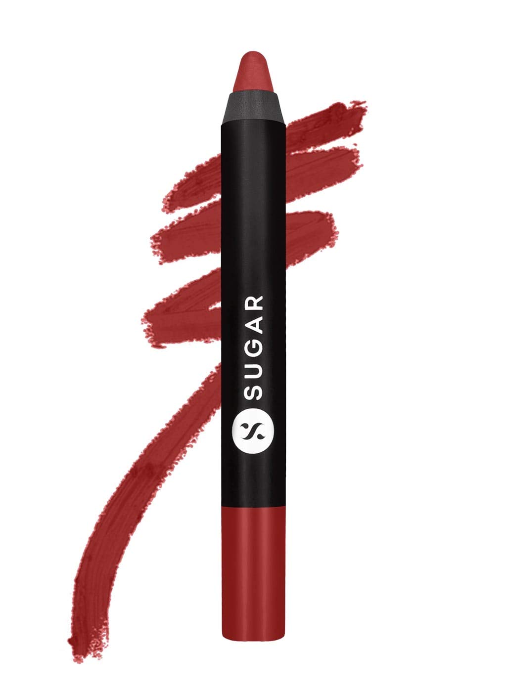 SUGAR Cosmetics Matte As Hell Crayon Lipstick – Jackie Brown (Reddish Brown), 2.8 g + Free Sharpener