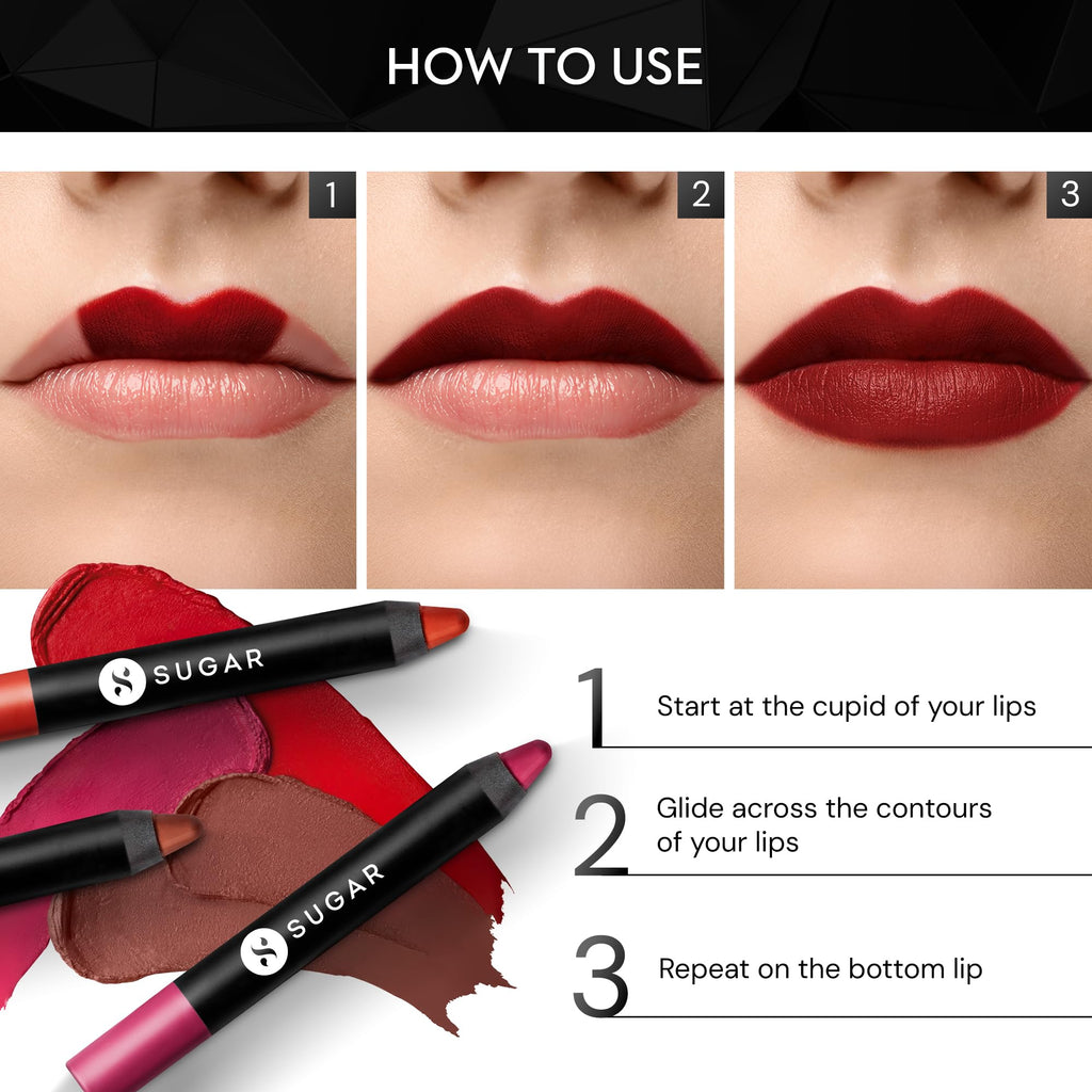 SUGAR Cosmetics Matte as Hell Crayon Lipstick – 8+ Hour Wear, Sharpener Included, 2.8 g, Shade 35 Claire Redfield