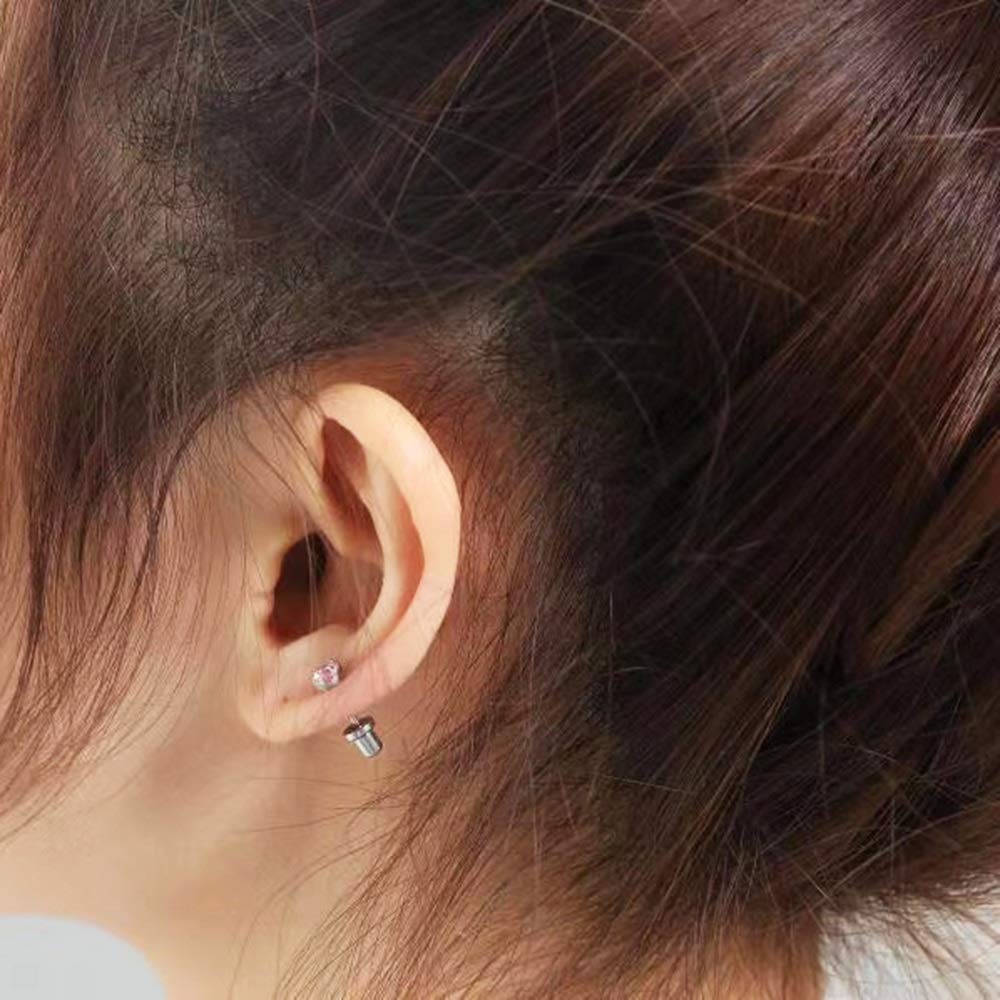 SugarTang Ear Piercing Kit - 316L Stainless Steel, 4mm CZ, 4-Pack | At-Home Disposable Piercing Gun & Stud Earrings