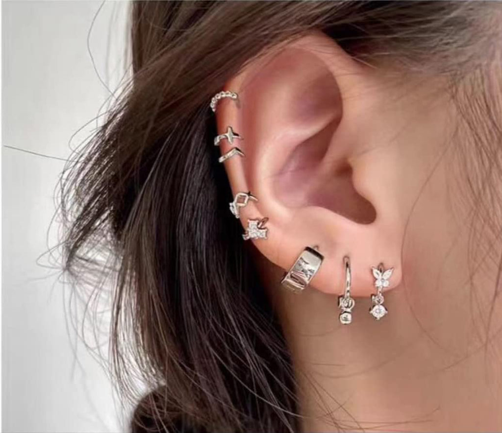 SugarTang Ear Piercing Kit - 316L Stainless Steel, 4mm CZ, 4-Pack | At-Home Disposable Piercing Gun & Stud Earrings