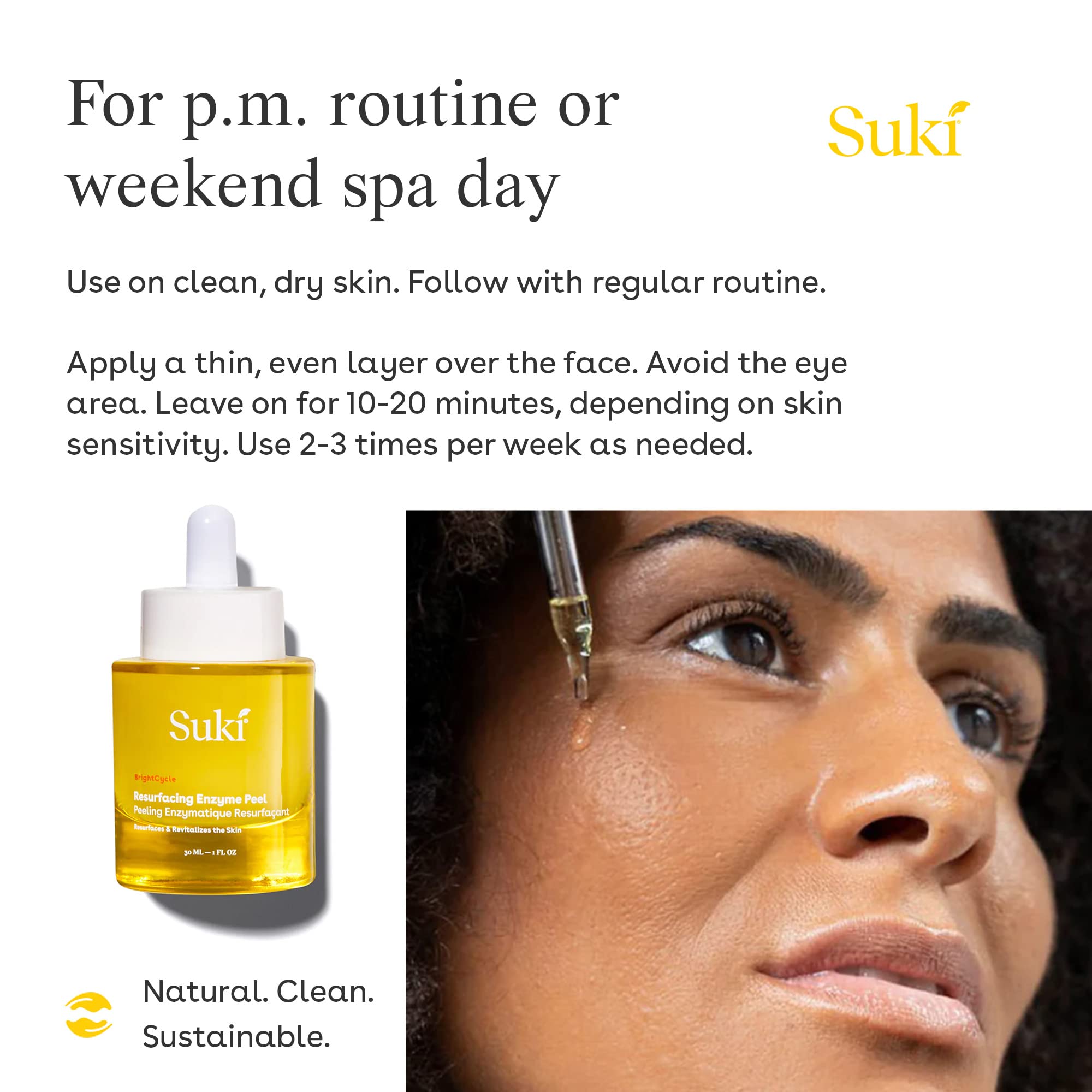 Suki Resurfacing Enzyme Peel — Gentle Face Exfoliant for Sensitive & Acne-Prone Skin | 1 oz