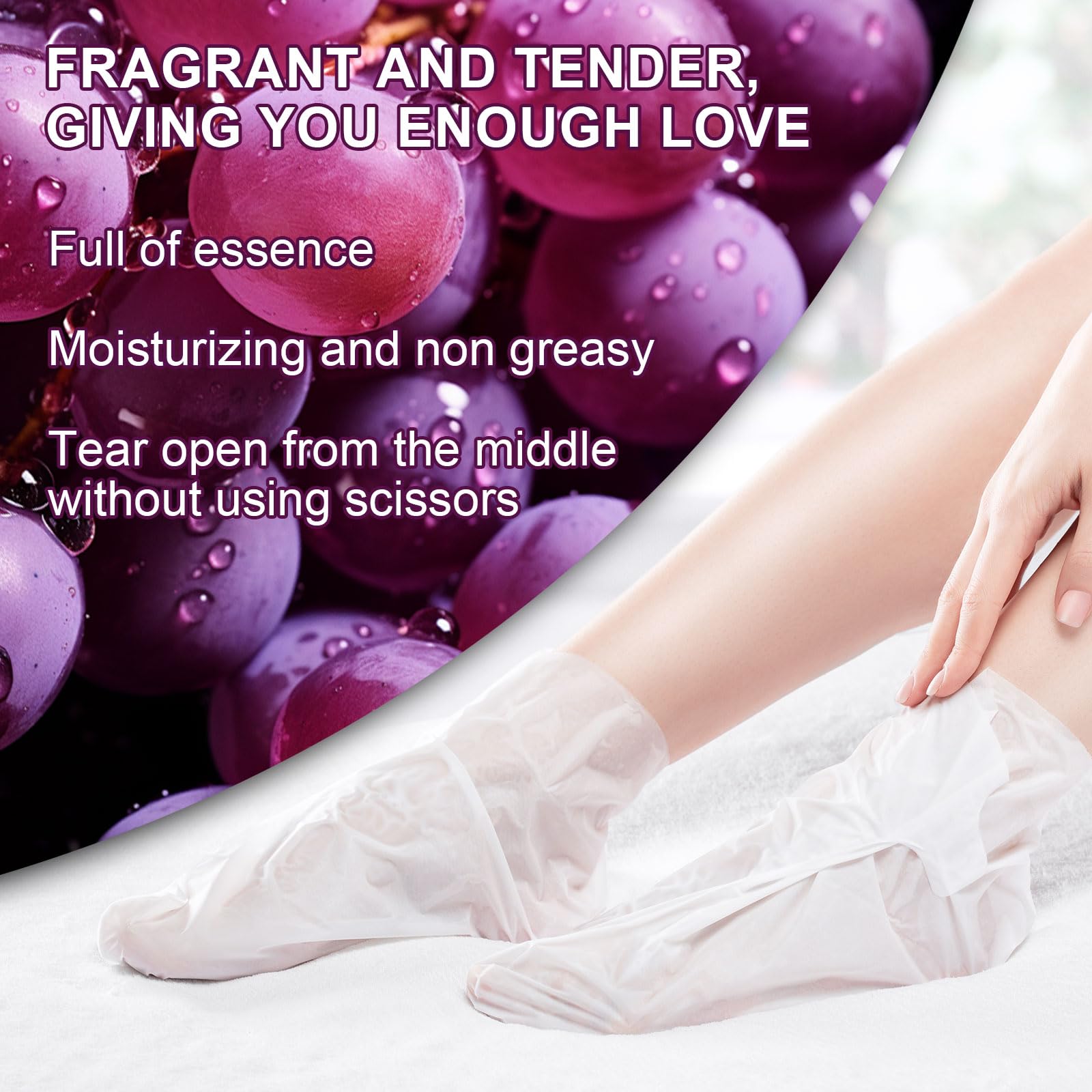 SULADEC Moisturizing Foot Mask – Grape Seed Oil & Shea Butter, Hydrates Dry Feet (7 Pairs)