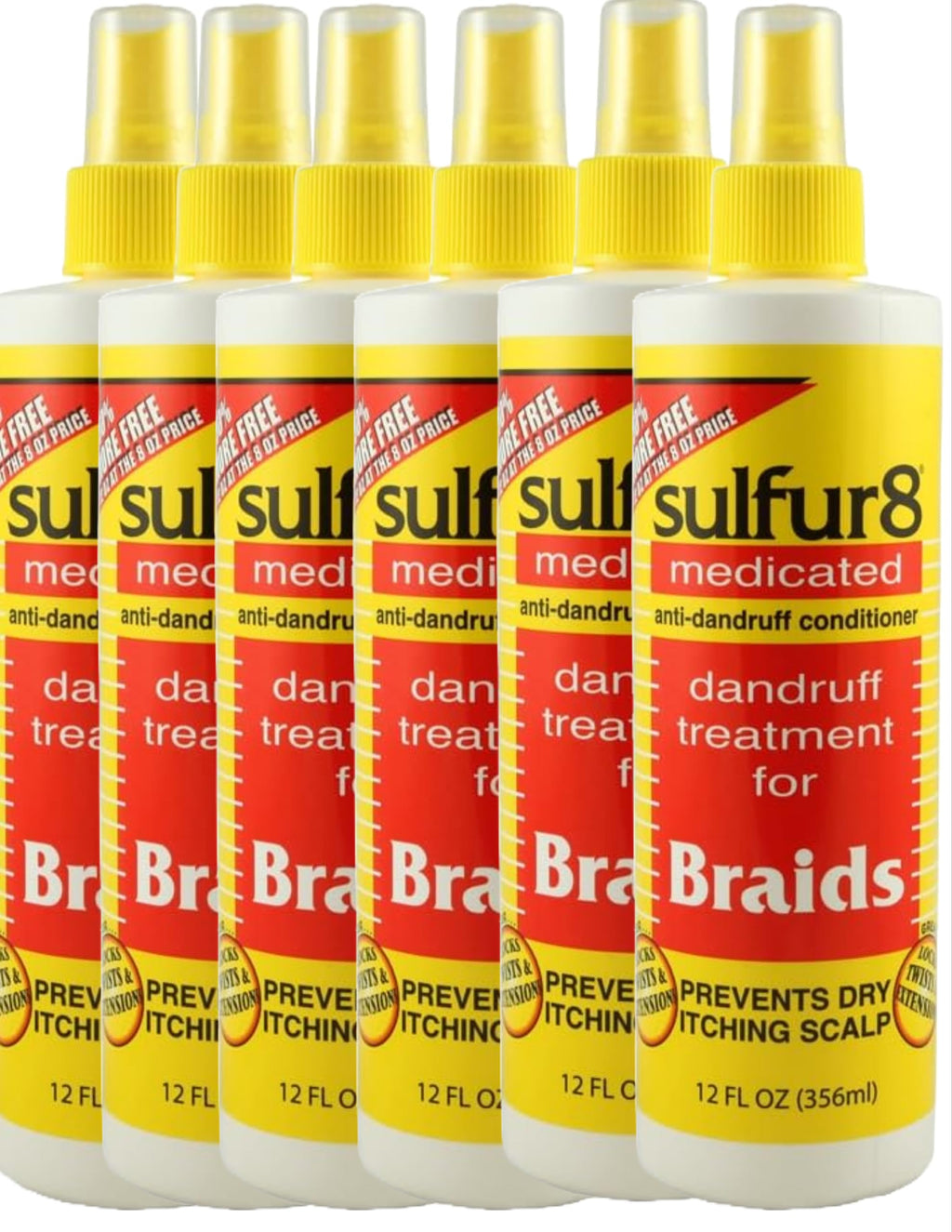 Sulfur8 Dandruff Treatment for Braids Spray – 12 oz, Pack of 6
