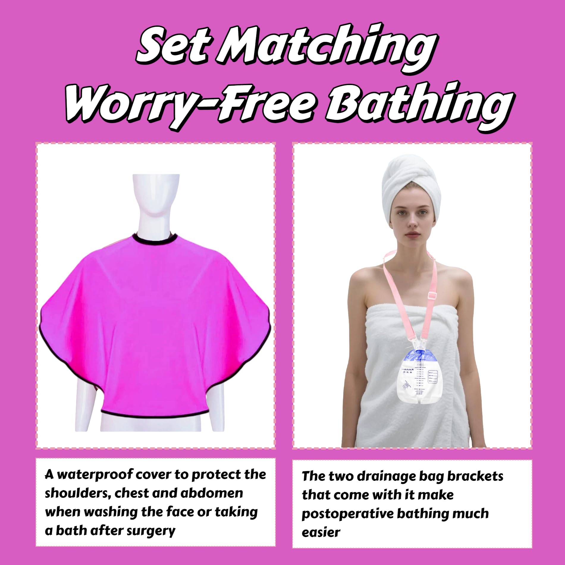 Sulieschen Rose Red Waterproof Shower Sling for Shoulder Surgery Recovery