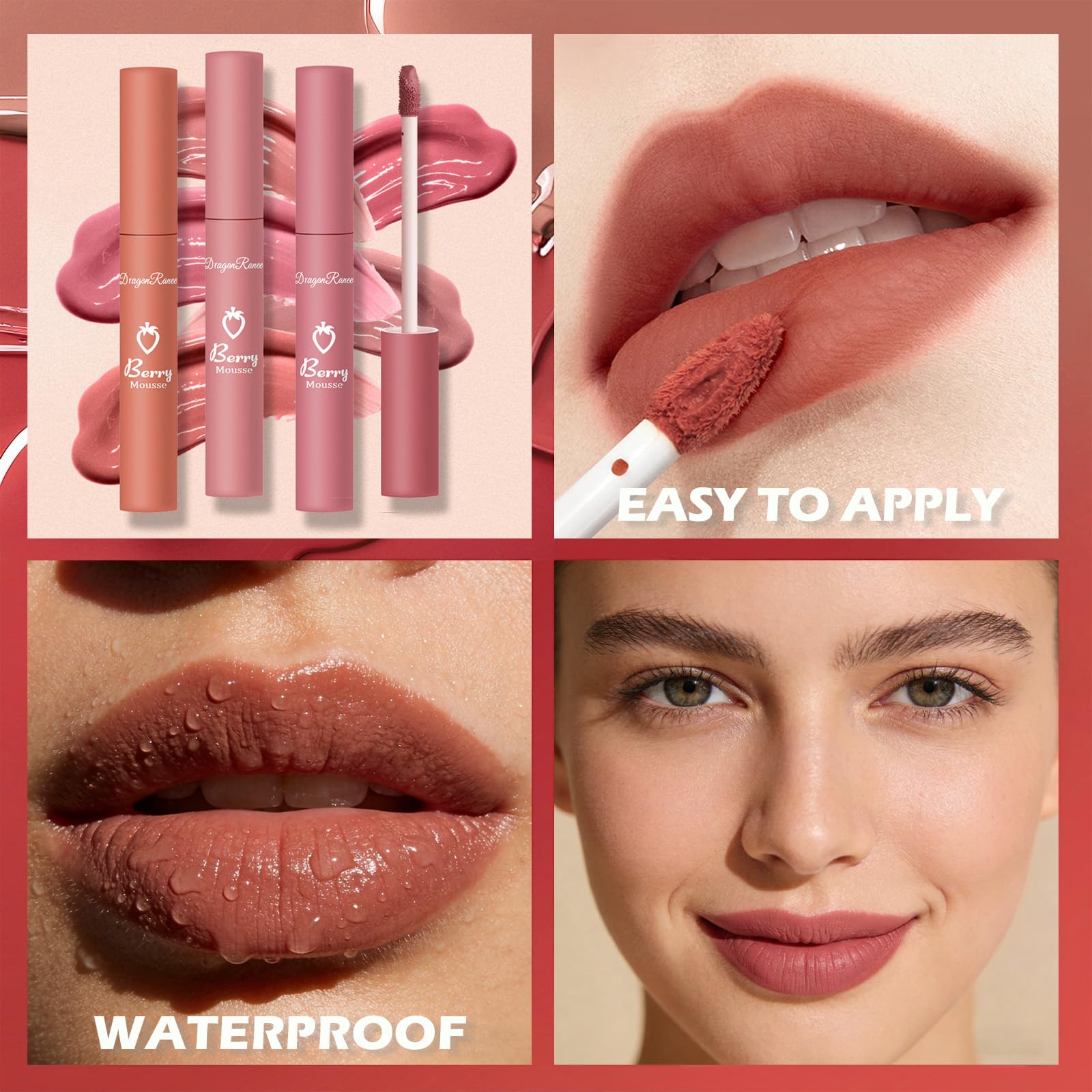 Sulily Pcs Matte Liquid Lipstick – Red, Long-Lasting Velvet Lip Stain | Up to 24H Wear