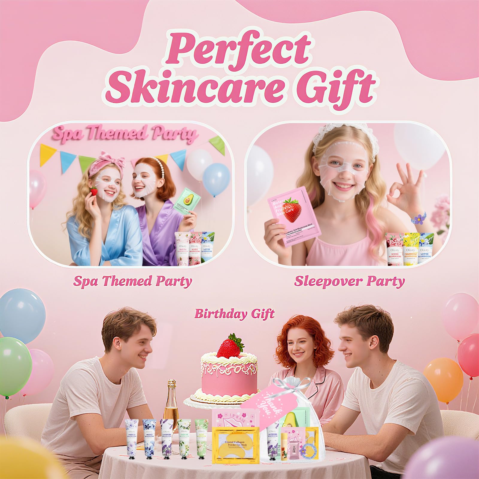 Sulily 90Pcs Spa Skincare Set for Kids & Women — Home Spa Party Kit