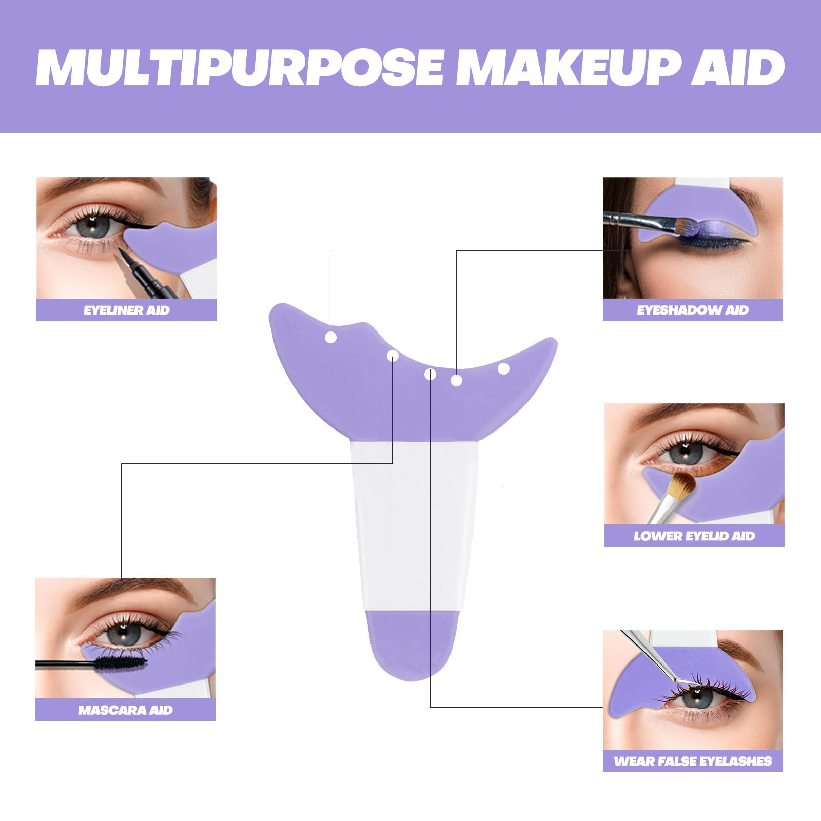 SUMEITANG All In One Eye Makeup Stencil Tool Set – Reusable Mascara Shield & Eyeliner Guide