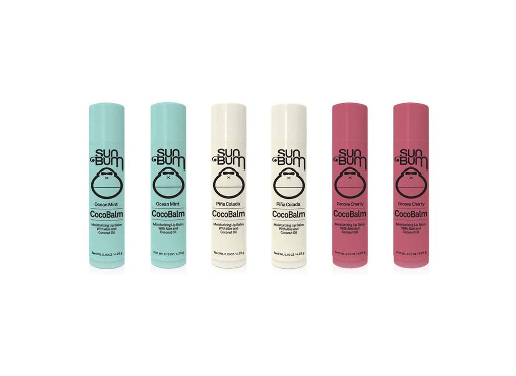 Sun Bum CocoBalm Lip Balm – Vegan & Cruelty-Free 6-Pack (Pina Colada, Ocean Mint, Groove Cherry)