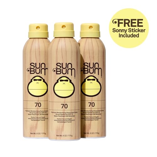 Sun Bum Original Moisturizing Sunscreen Spray SPF 70 – 3 Pack | Vegan & Reef Friendly