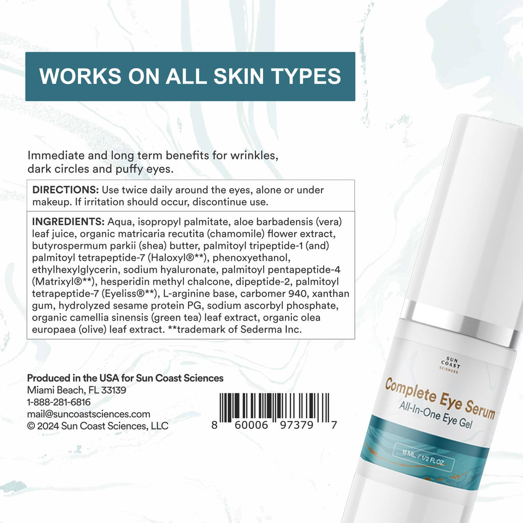 Sun Coast Sciences Complete Eye Serum — Dr. Rosenberg, Pack of 4, Wrinkle Reduction, Age Spots & Under-Eye Bags