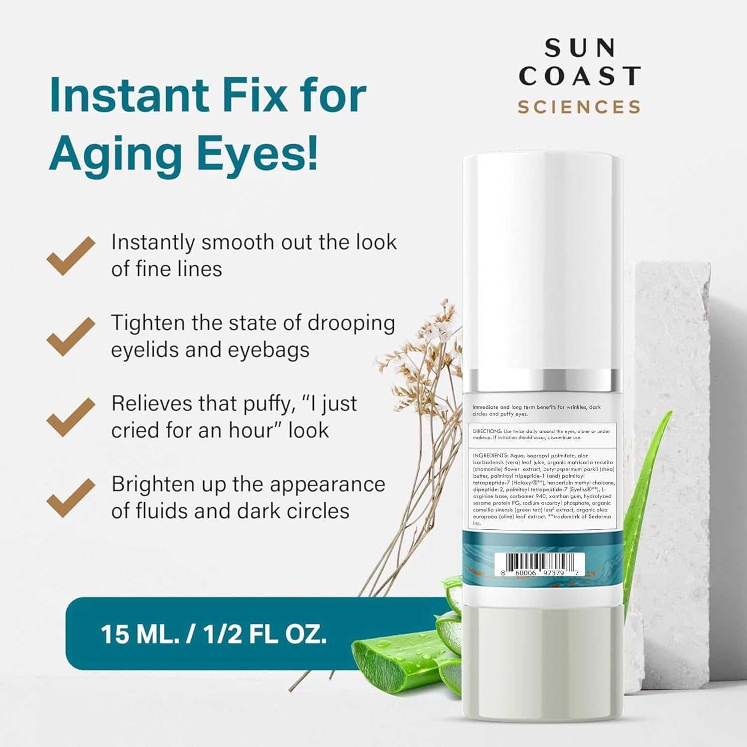 Sun Coast Sciences Complete Eye Serum — Dr. Rosenberg, Pack of 4, Wrinkle Reduction, Age Spots & Under-Eye Bags