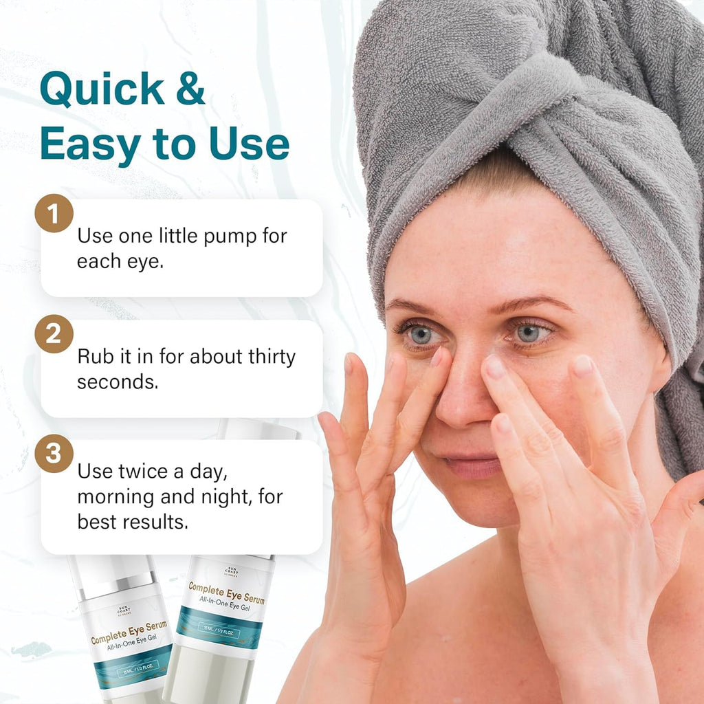 Sun Coast Sciences Complete Eye Serum by Dr. Mark Rosenberg — Wrinkle Reduction, Dark Spot Fading & Under-Eye Bags (Pack of 6)
