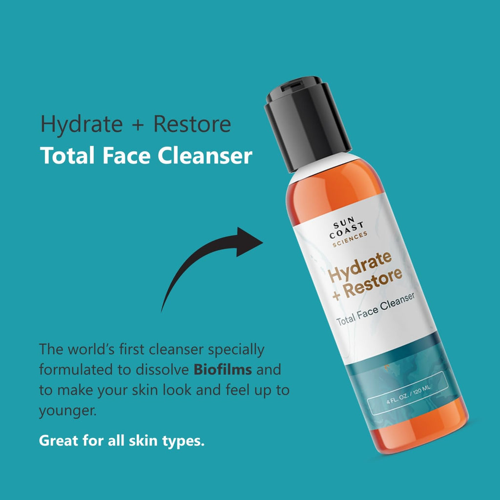 SUN COAST SCIENCES Hydrate + Restore Total Face Cleanser – Niacinamide + B5, All Skin Types, 4 oz