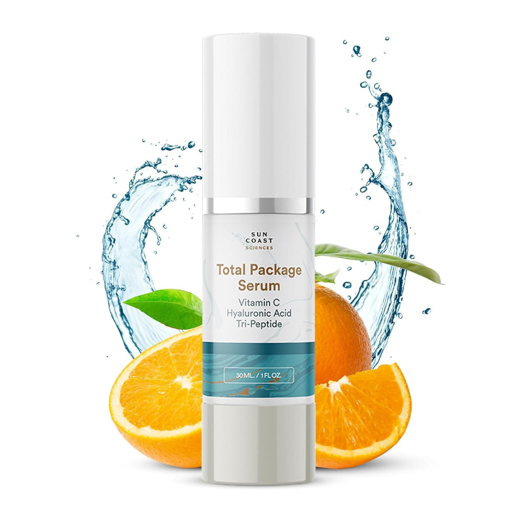 Sun Coast Sciences Total Package Serum – All-In-One Vitamin C + Hyaluronic Acid + Peptides (1 fl oz x6)