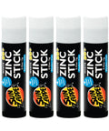 Sun Zapper Zinc Oxide Sunscreen Stick SPF 50+ White – 4-Pack (0.42 oz each) – Water-Resistant, Made in Australia