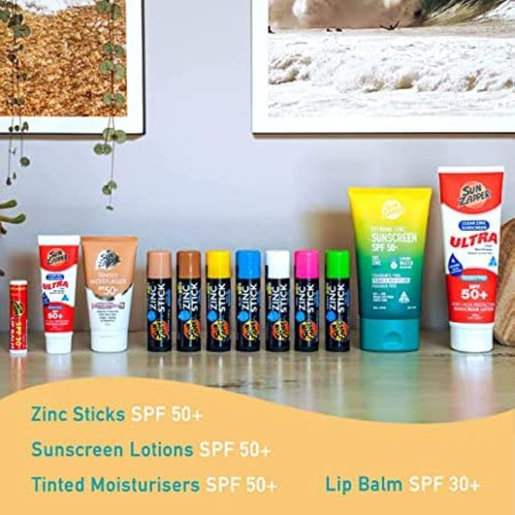 Sun Zapper Zinc Oxide Sunscreen Stick SPF 50+ 4-Pack – Water-Resistant, Broad Spectrum, Made in Australia