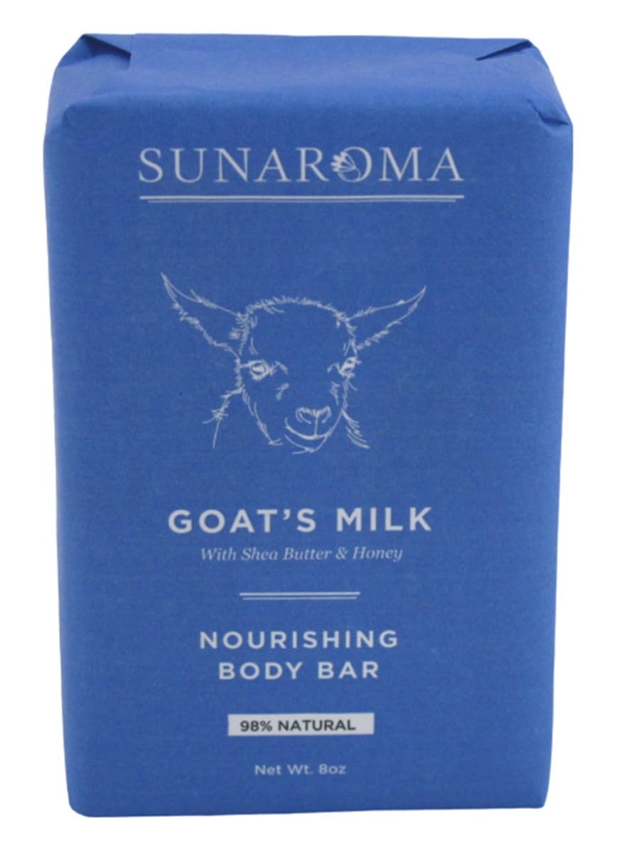 Sunaroma Goats Milk Soap Bar 8 oz — 6 Pack | Shea Butter & Manuka Honey, Paraben & Sulfate Free