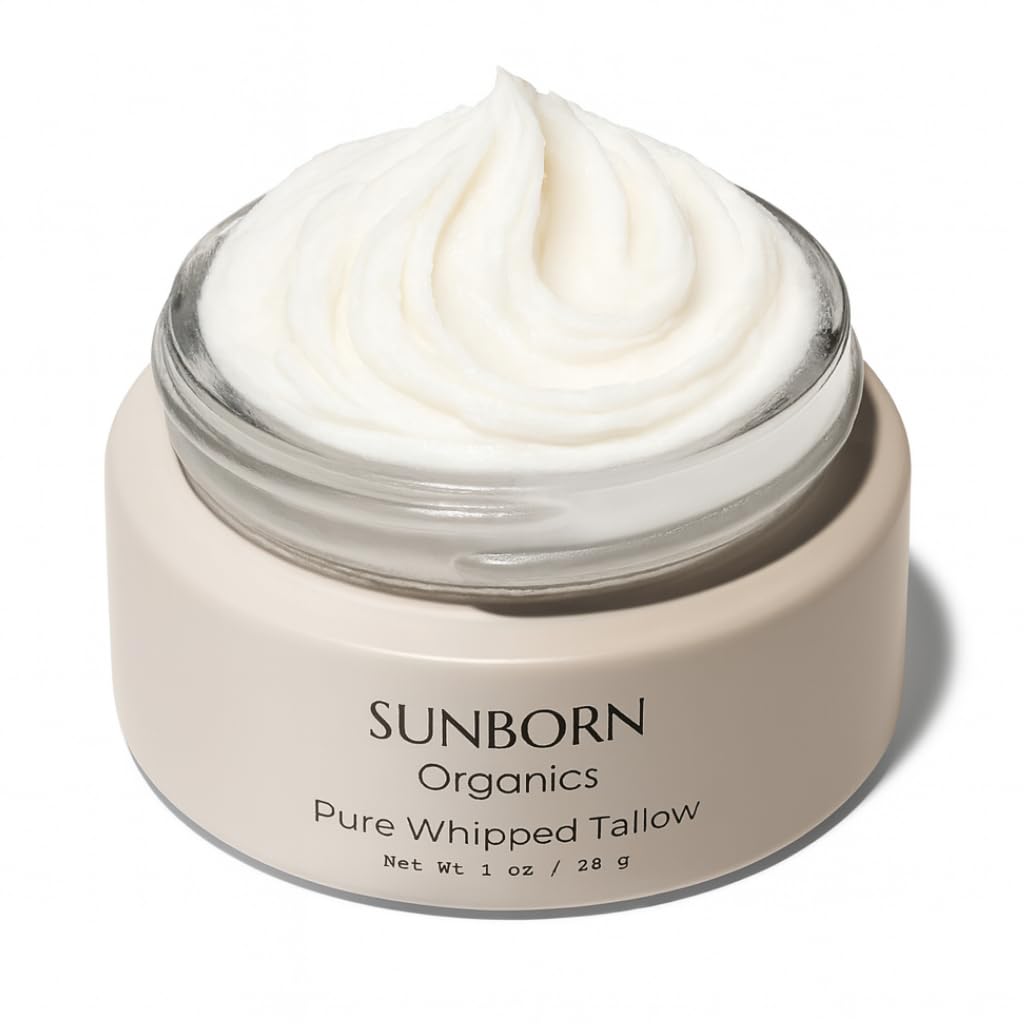 Sunborn Organics Pure Whipped Tallow Balm — Unscented, 1-Ingredient, USA Handmade