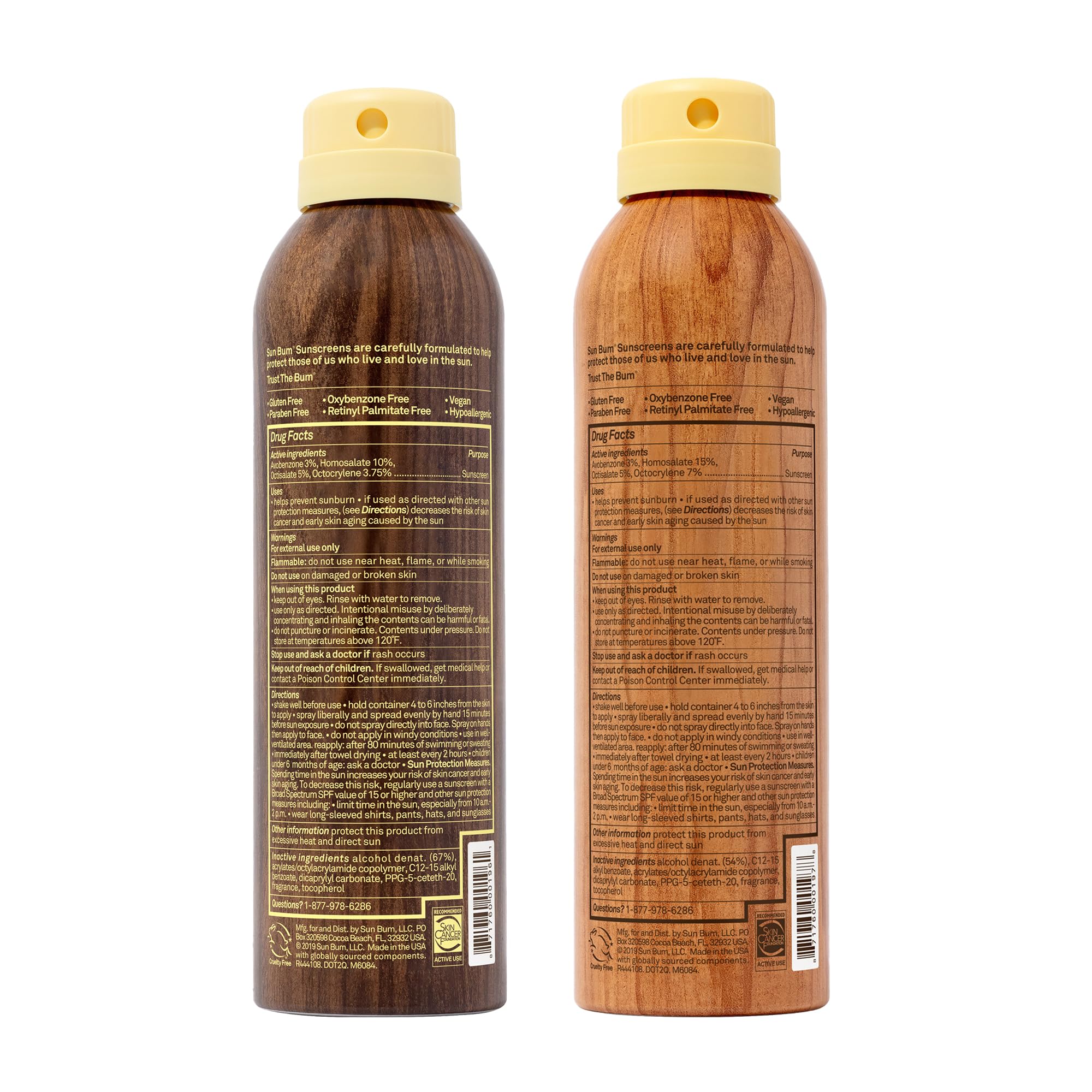Sun Bum Original SPF 30 & 50 Sunscreen Spray – Vegan, Hawaii 104 Act Compliant, Broad Spectrum with Vitamin E (2-Pack)