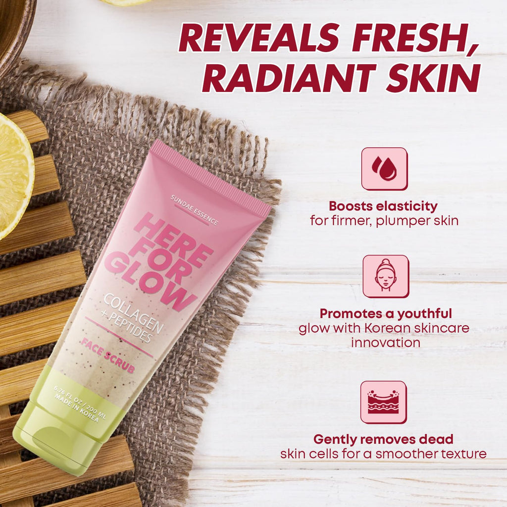 Sunday Essence Face Scrub with Collagen & Peptides – Gentle Exfoliation, Hydration & Wrinkle Care