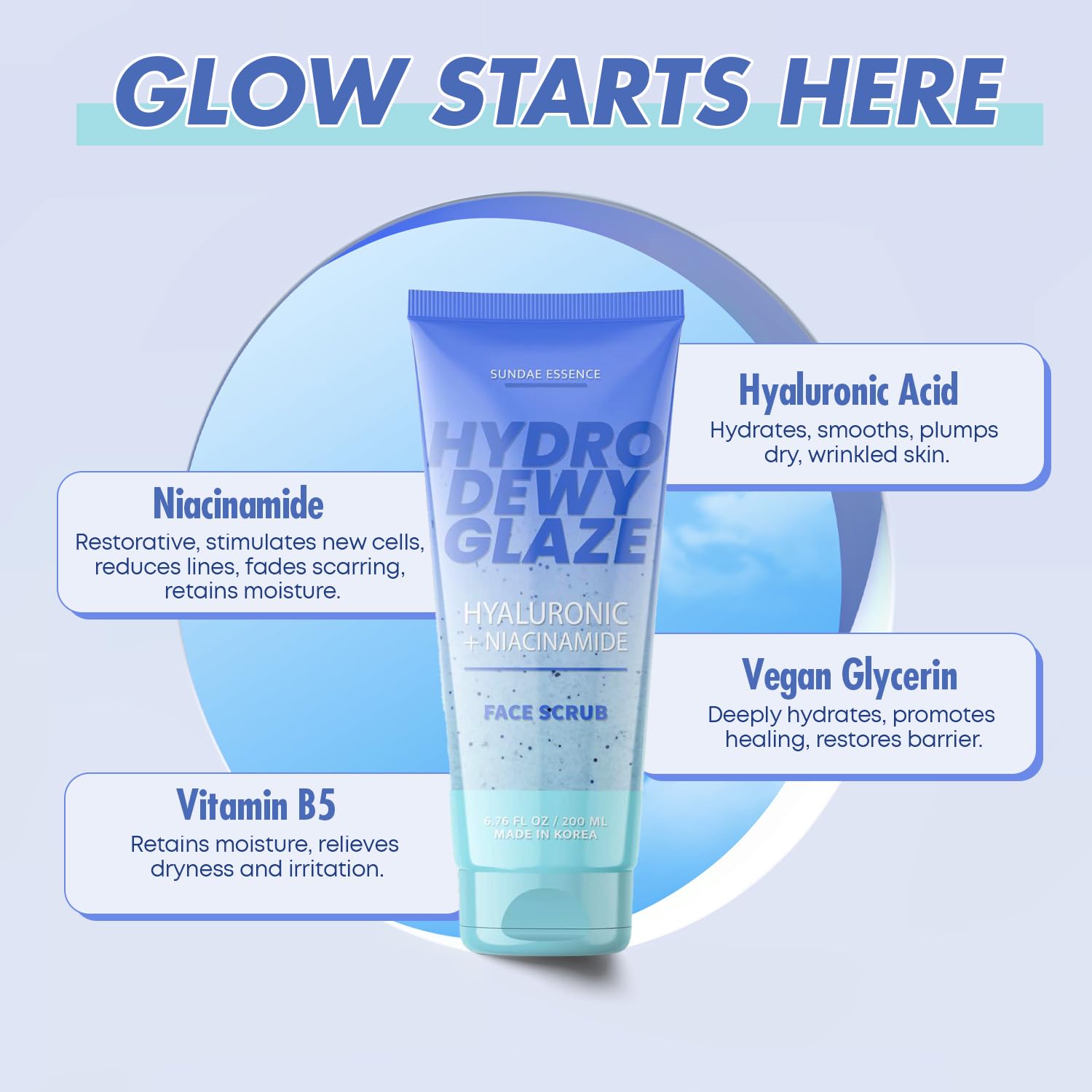 Sunday Essence Hyaluronic Acid & Niacinamide Face Scrub – Gentle Exfoliation & Hydration