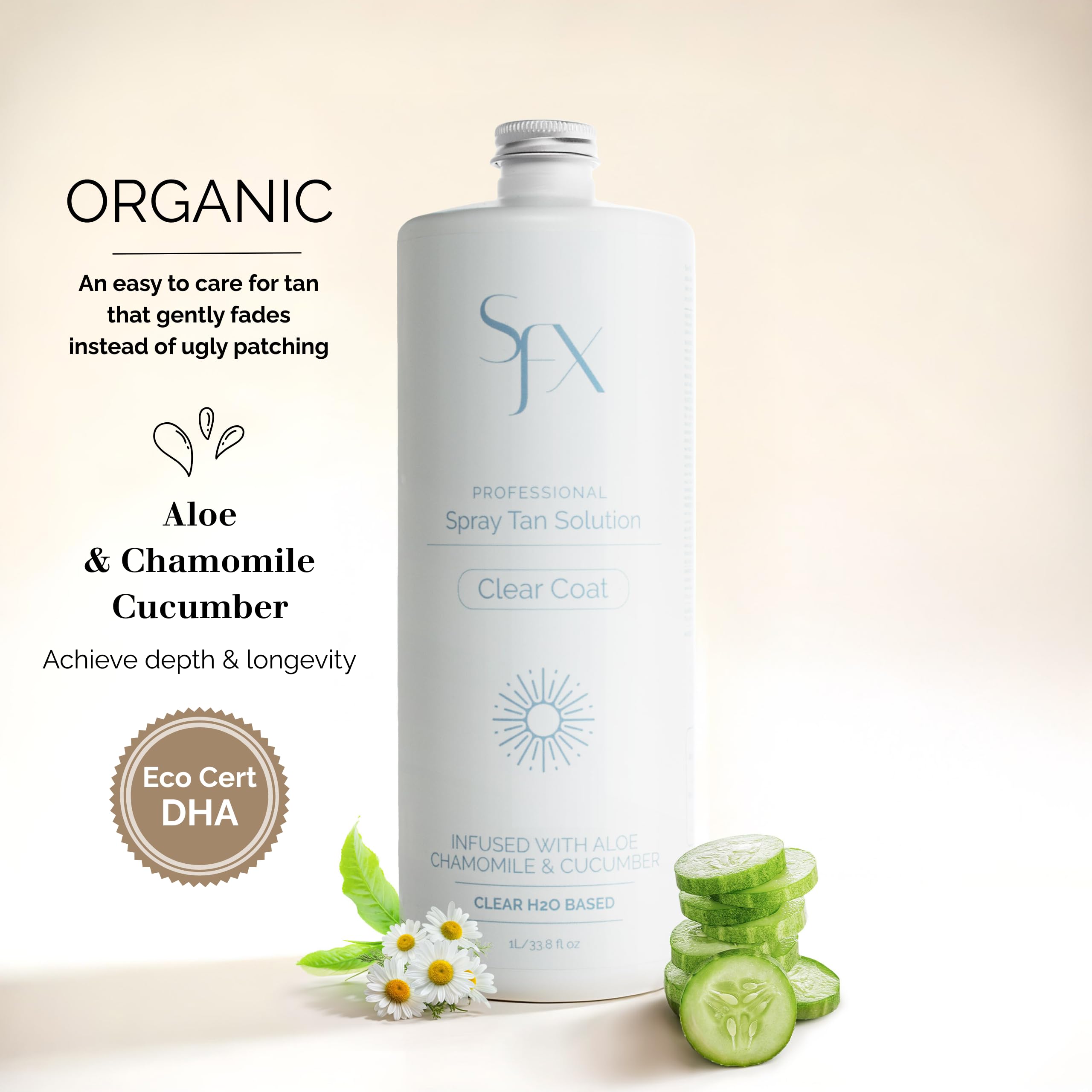 SunFX CLEARCOAT | All Natural Spray Tanning Solution | No Bronzers | Botanical Infusion (1L, MID SUMMER)