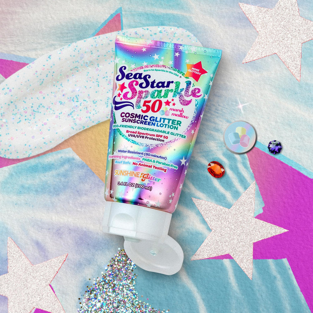 Seastar Sparkle SPF 50 Glitter Sunscreen Lotion for Kids – Biodegradable Glitter, Water-Resistant, Made in USA 3.4oz