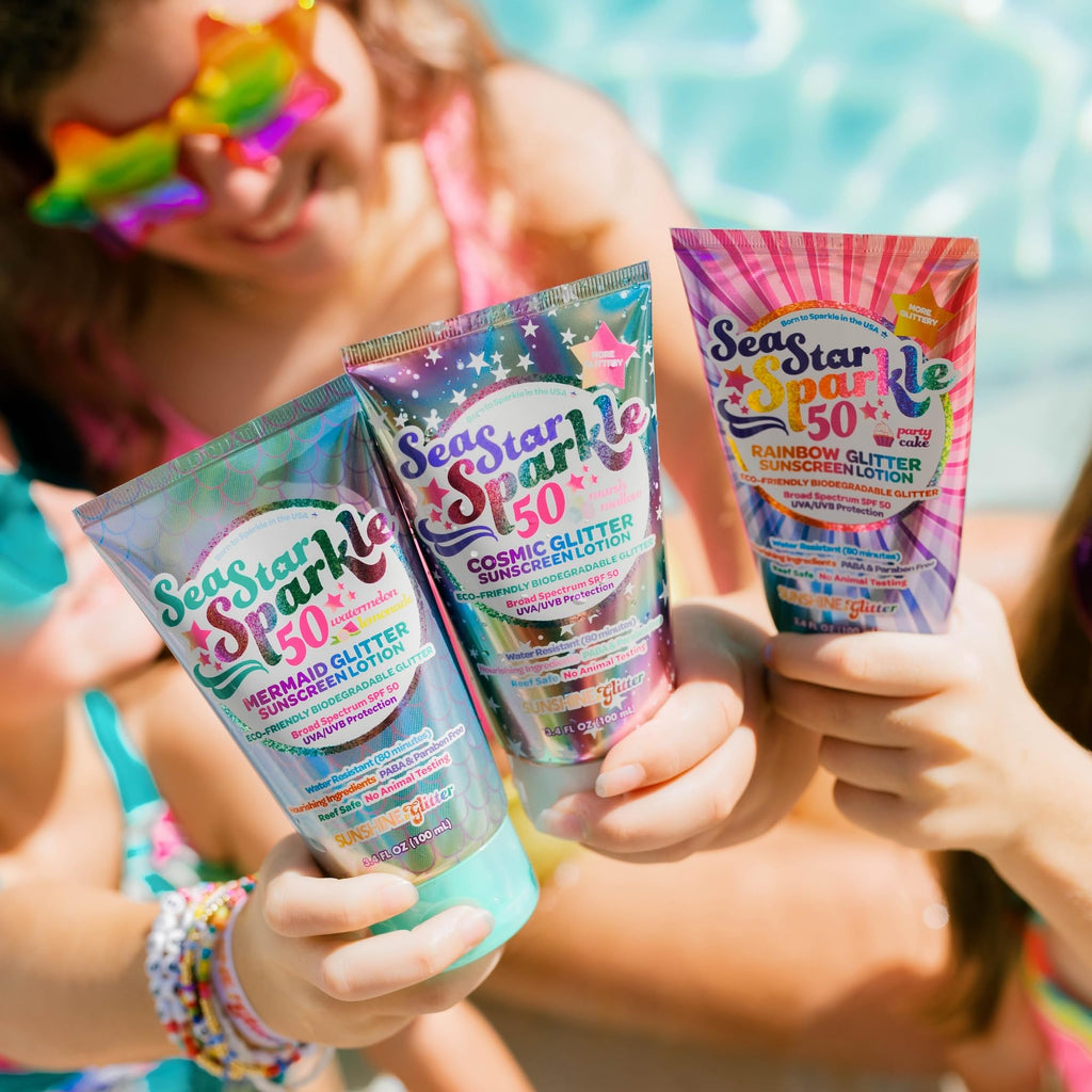 Seastar Sparkle SPF 50 Glitter Sunscreen Lotion for Kids – Biodegradable Glitter, Water-Resistant, Made in USA 3.4oz