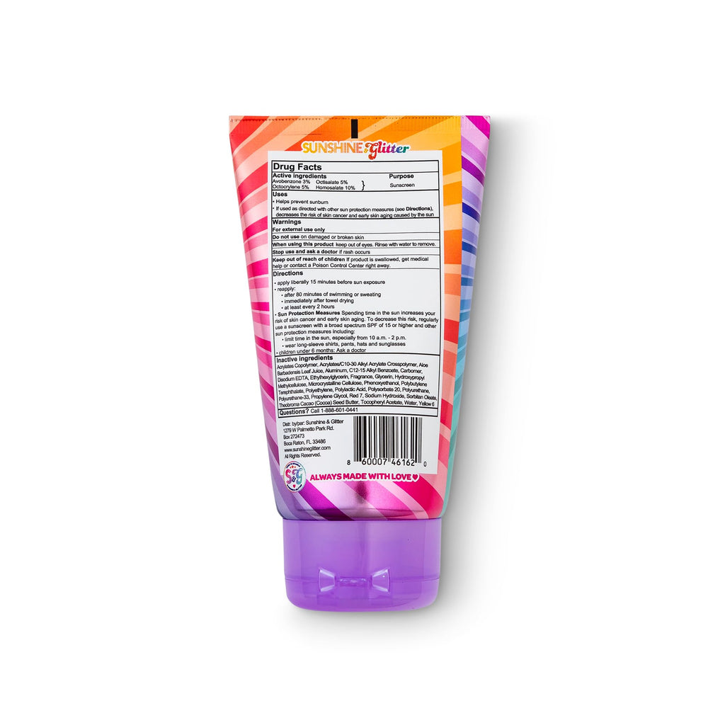 Sunshine & Glitter Seastar Sparkle SPF 50 Glitter Sunscreen – Biodegradable Rainbow Glitter, Made in USA, 3.4oz
