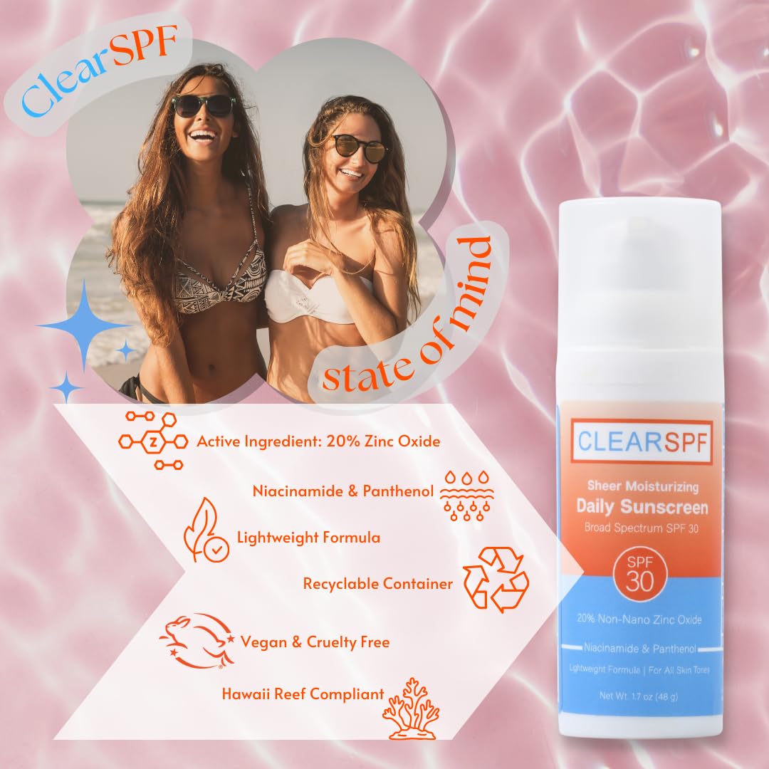 Suntegrity ClearSPF Daily Moisturizing Sunscreen (Sheer) – 20% Zinc Oxide, Vegan & Reef-Friendly
