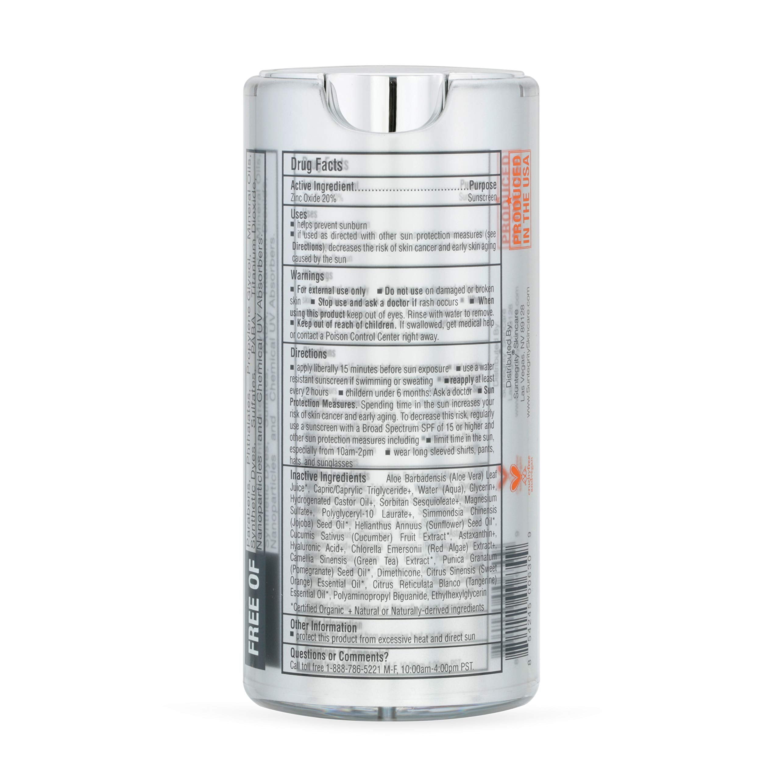 Suntegrity Moisturizing Mineral Face Sunscreen & Primer — 20% Zinc Oxide, Vegan