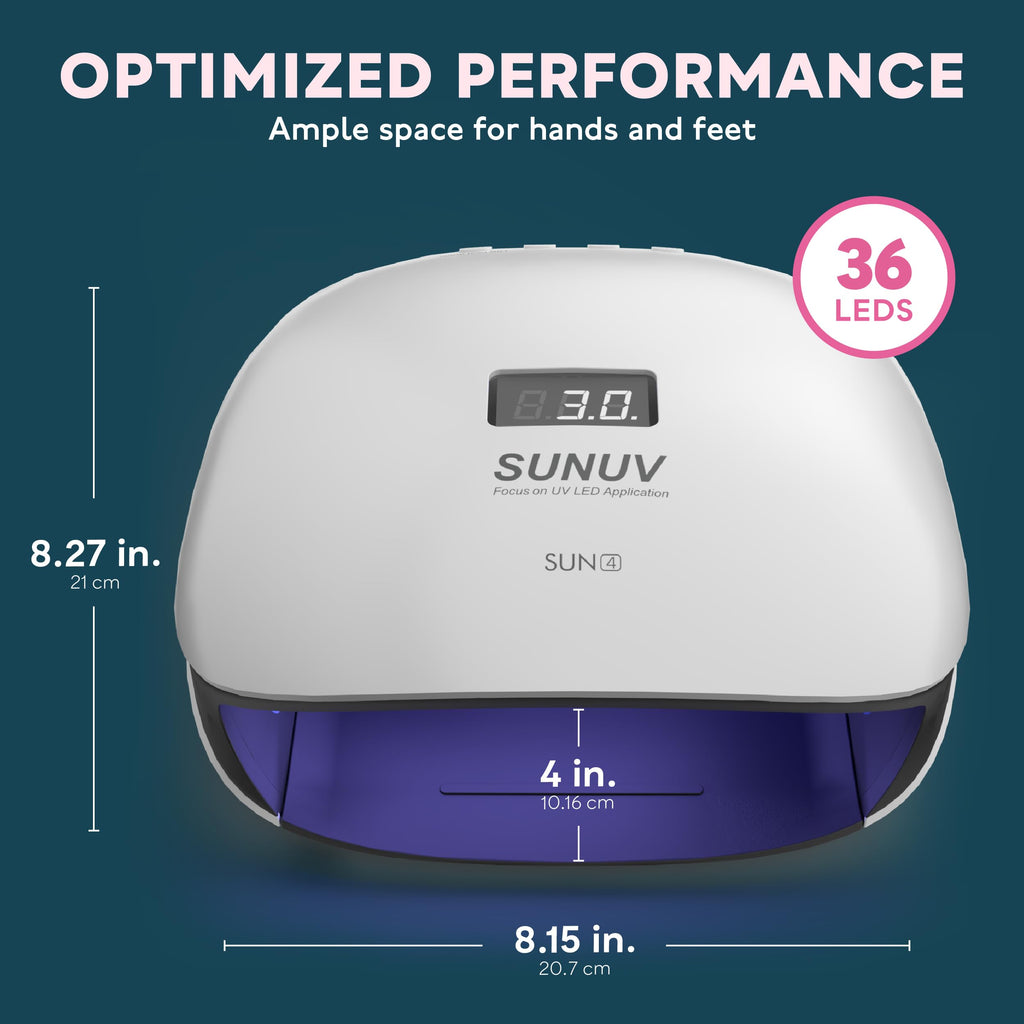 SUNUV SUN4 UV/LED Nail Lamp – 36 LEDs, 4 Timers, LCD Display | Home Salon