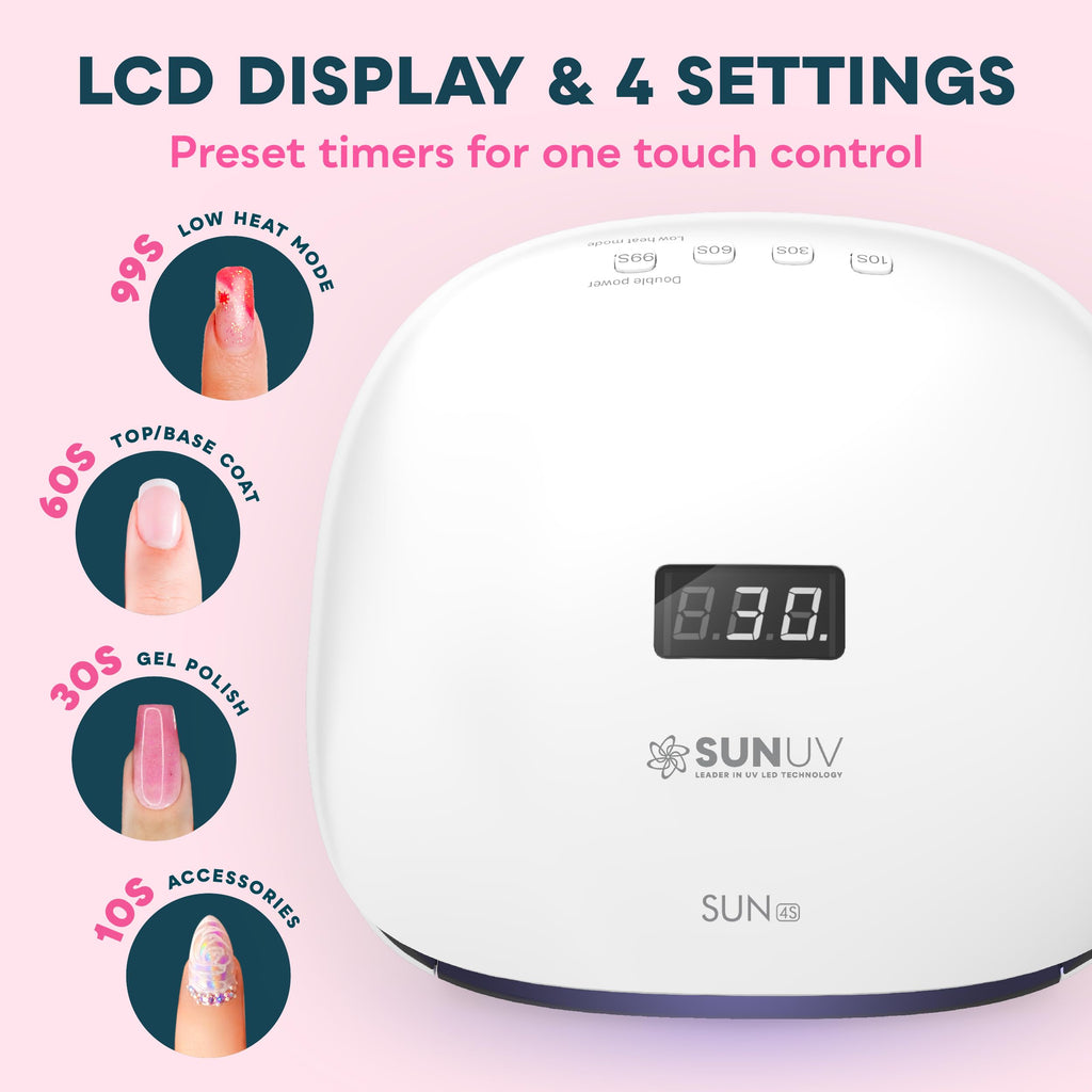 SUNUV SUN4S UV LED Nail Lamp — Auto-Sensing, 4 Timers, LCD Display