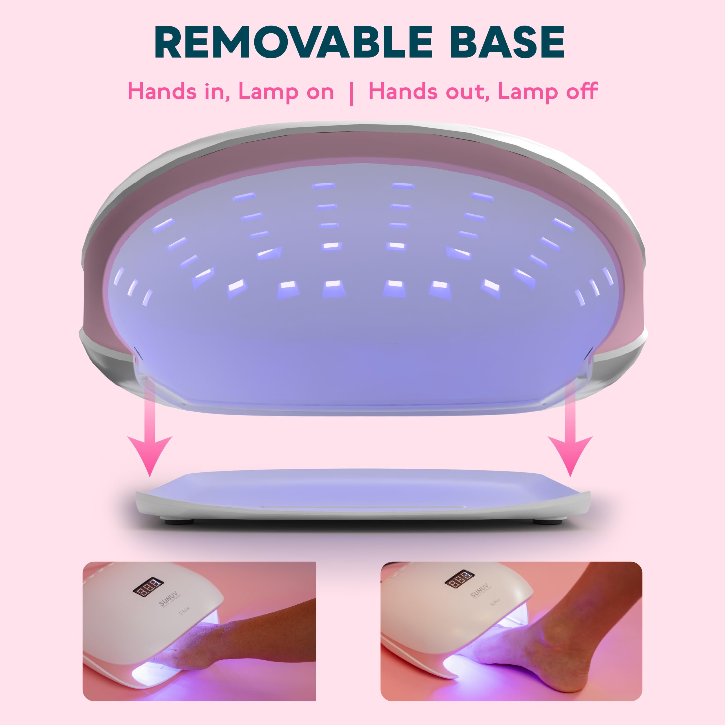 SUNUV SUN4S Pink LED UV Nail Light – 4 Timer Settings, LCD Display, Removable Base