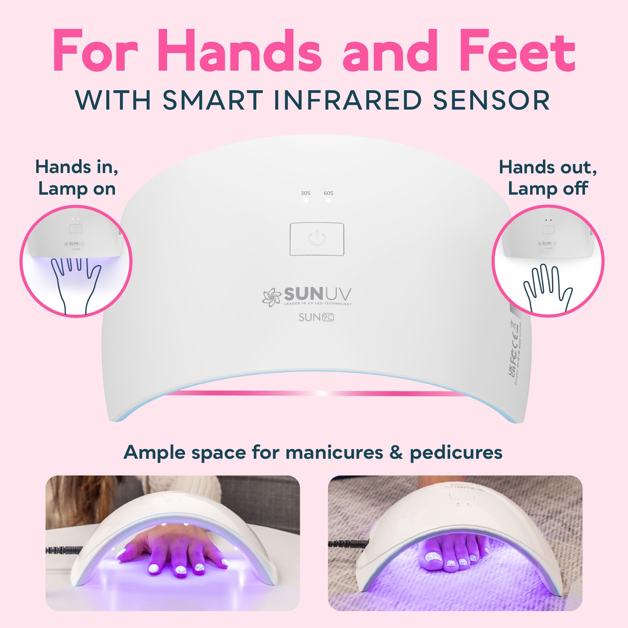 SUNUV SUN9C UV LED Nail Lamp – Fast Gel Curing, Auto Sensor, 60s Dry, Two Timers, Blue Gift for Women