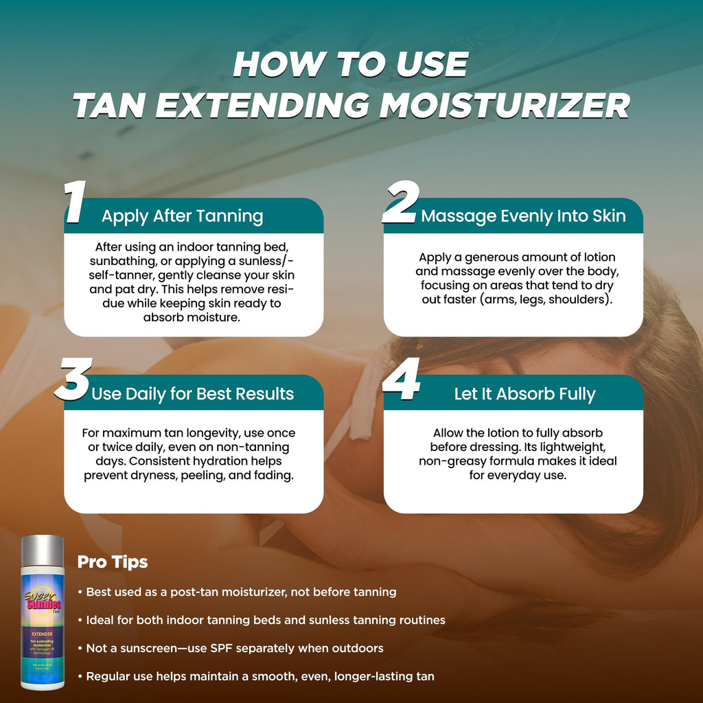 Super Sunnies Tan Extender Moisturizer Lotion - Indoor & Sunless Tanning, 8 oz