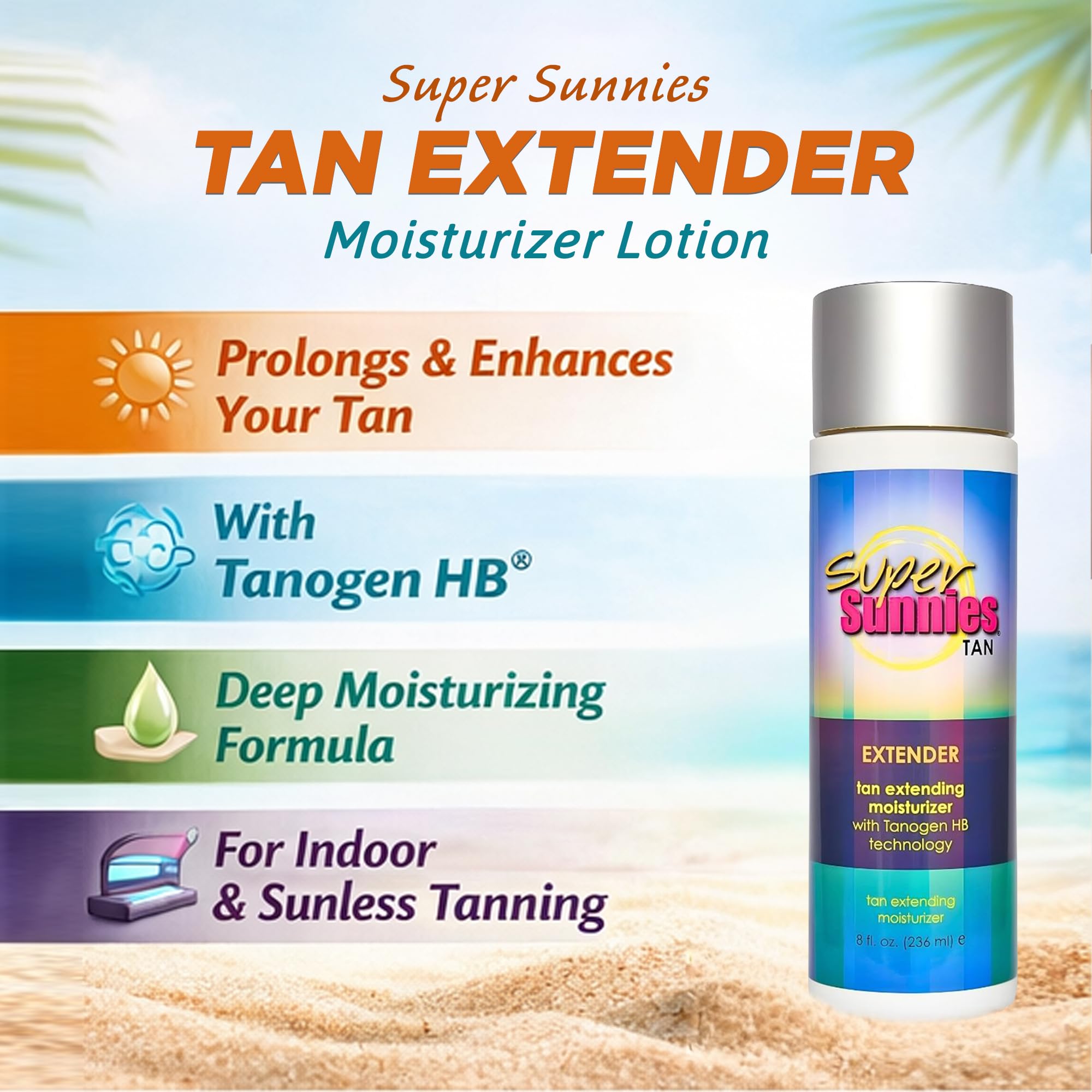 Super Sunnies Tan Extender Moisturizer Lotion - Indoor & Sunless Tanning, 8 oz