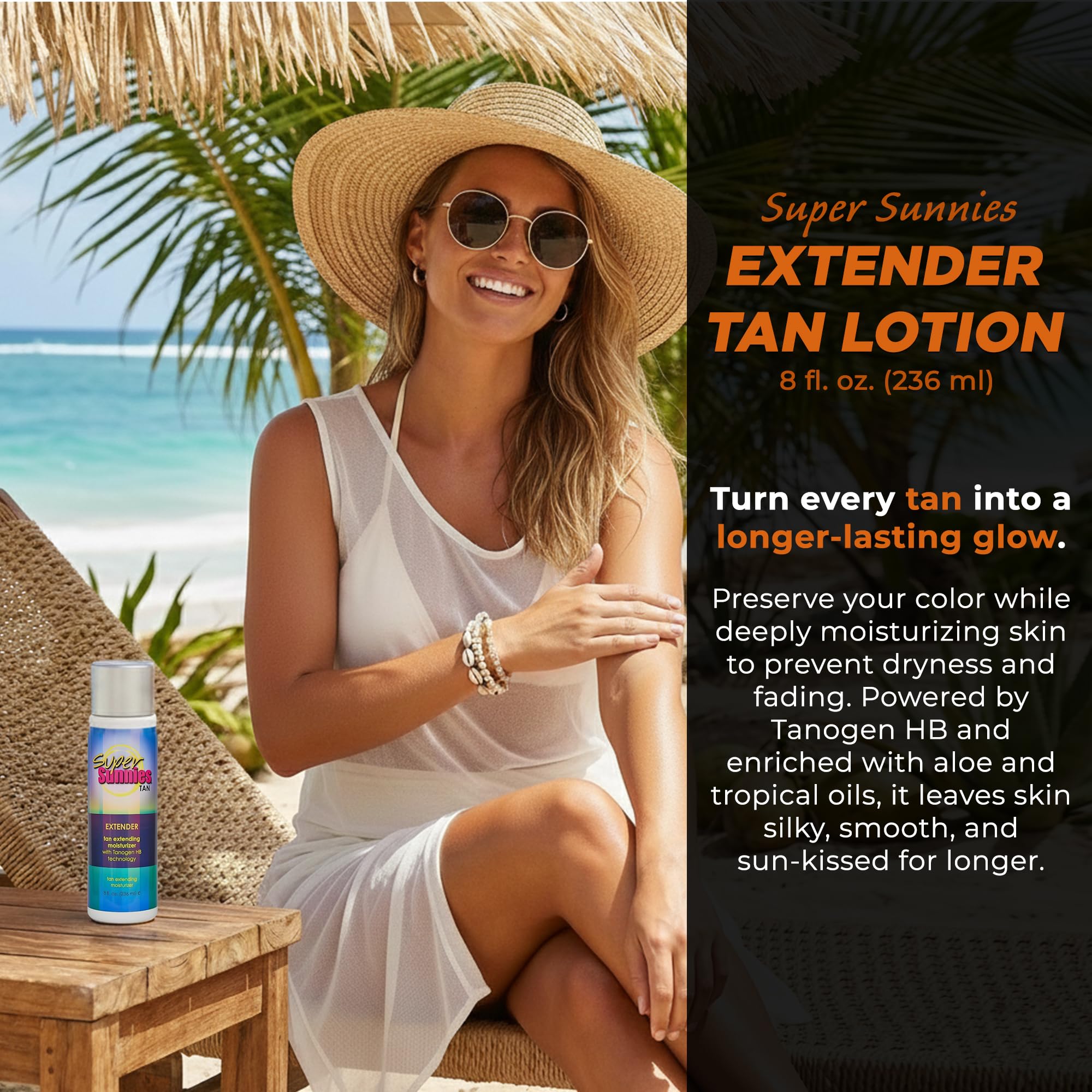 Super Sunnies Tan Extender Moisturizer Lotion - Indoor & Sunless Tanning, 8 oz