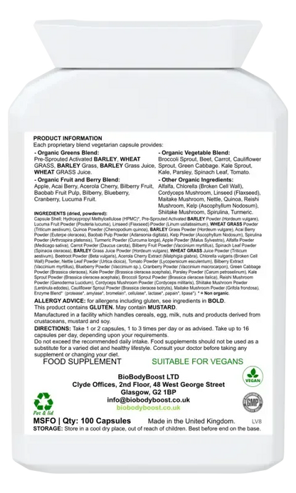 SuperBio Capsules | Vegan Organic Greens Blend UK