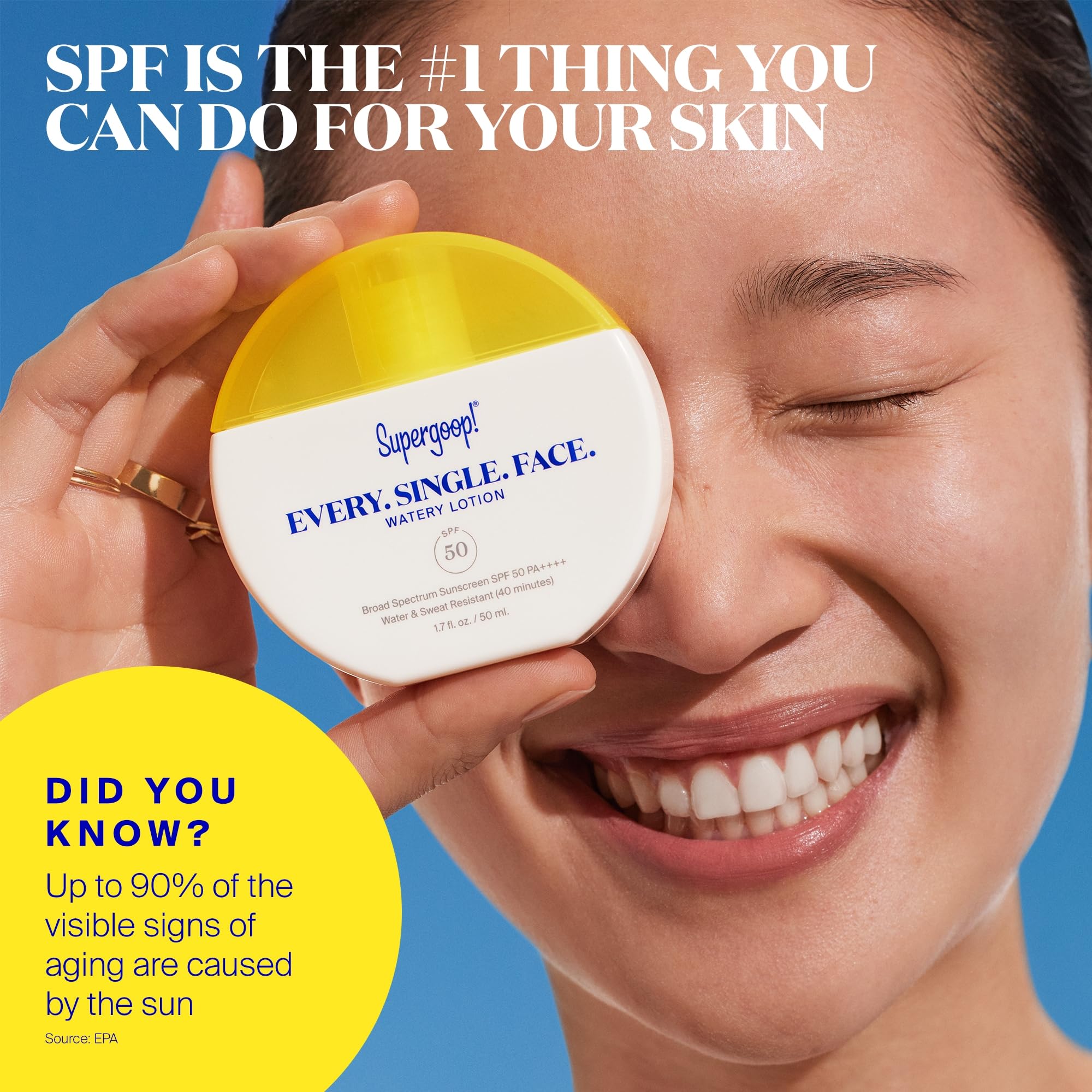 Supergoop! Every. Single. Face. Watery Lotion SPF 50 PA++++ — 1.7 fl oz, Water-Resistant