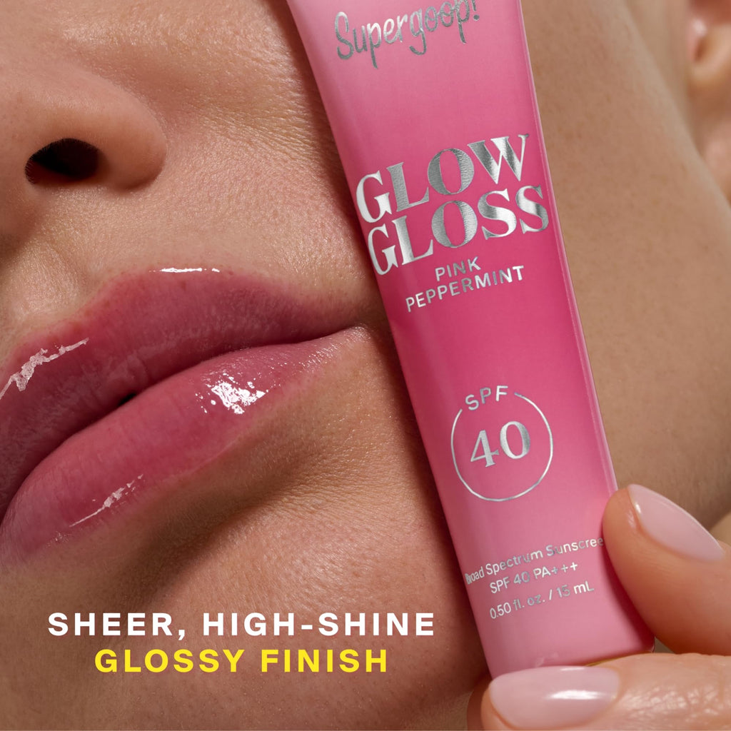 Supergoop! Glow Gloss SPF 40 Lip Balm — Pink Peppermint, High-Shine Tint