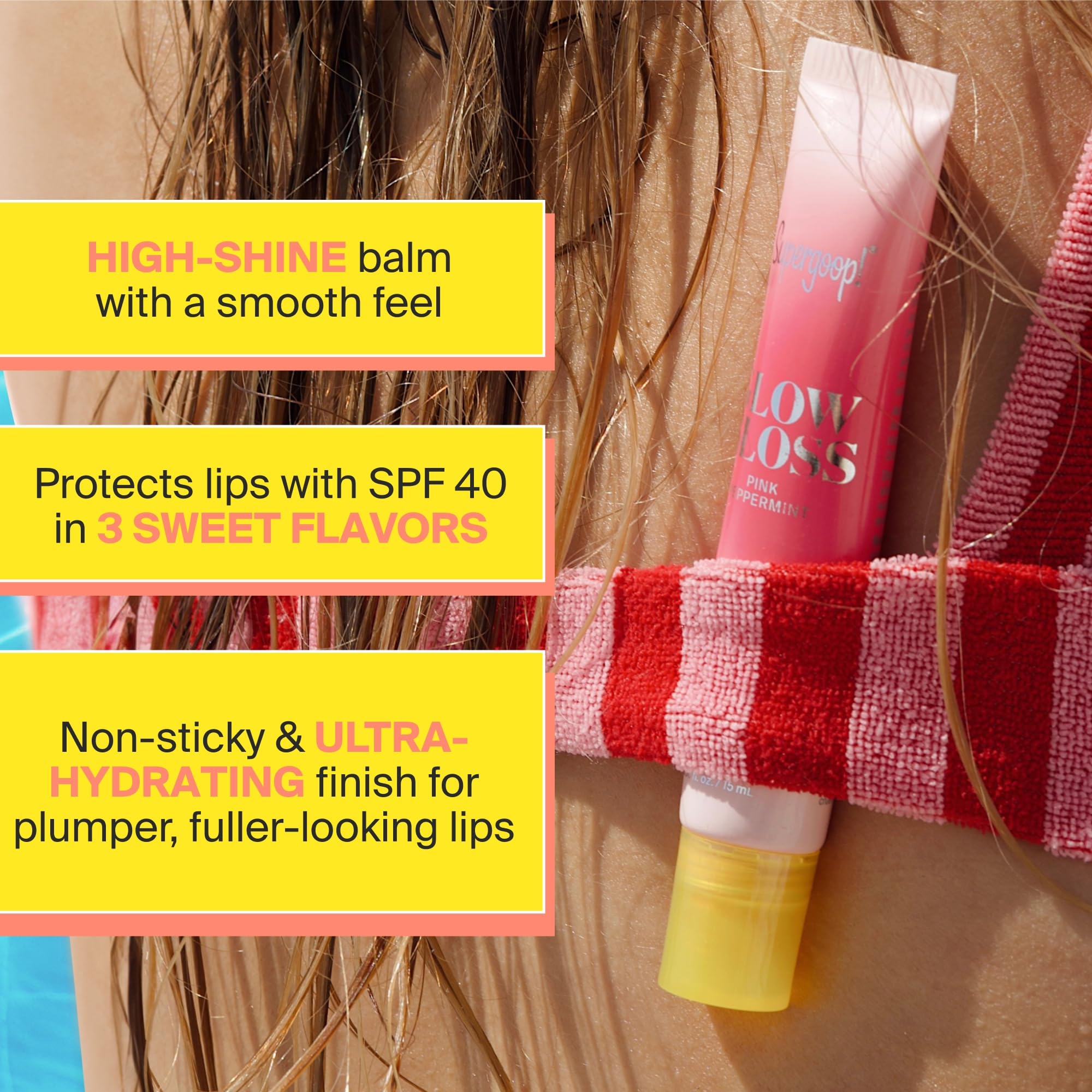 Supergoop! Glow Gloss SPF 40 Lip Balm – Strawberry Spritz (Sheer Coral Tint) – 2 Pack