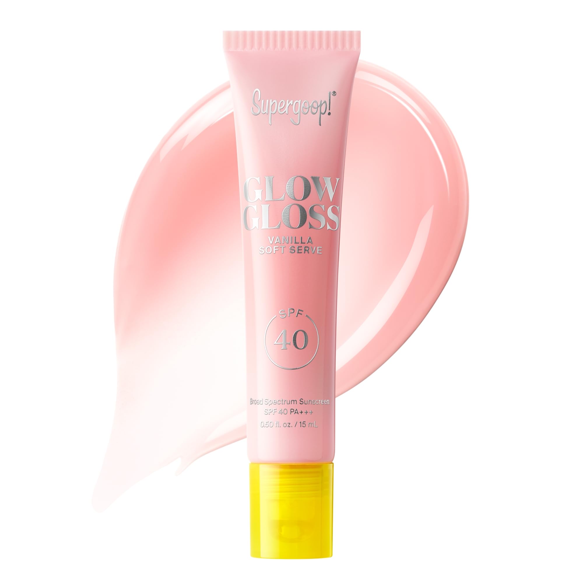 Supergoop! Glow Gloss SPF 40 Lip Balm – Vanilla Soft Serve, Sheer Pink Tint, High Shine