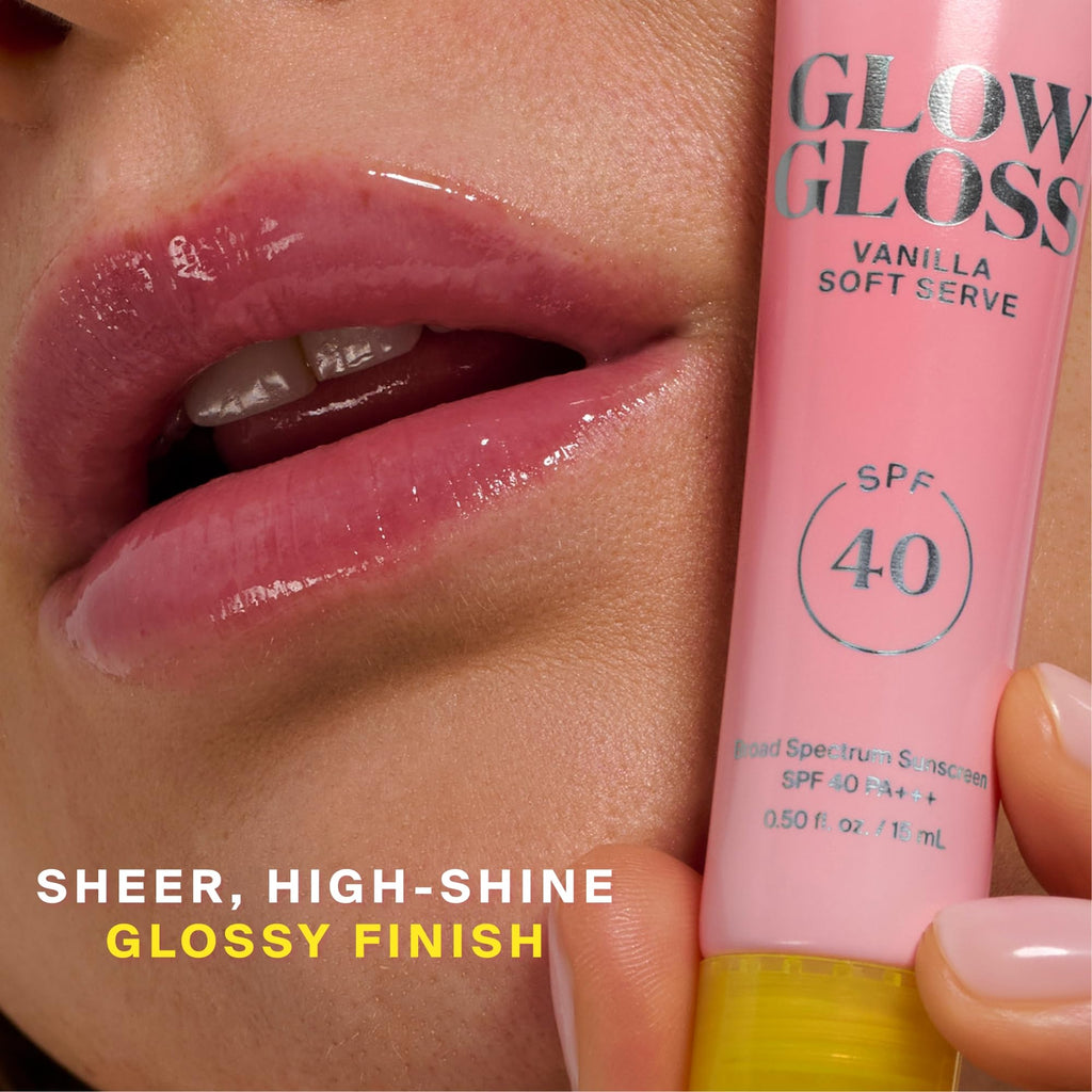 Supergoop! Glow Gloss SPF 40 Lip Balm – Vanilla Soft Serve, Sheer Pink Tint, High Shine