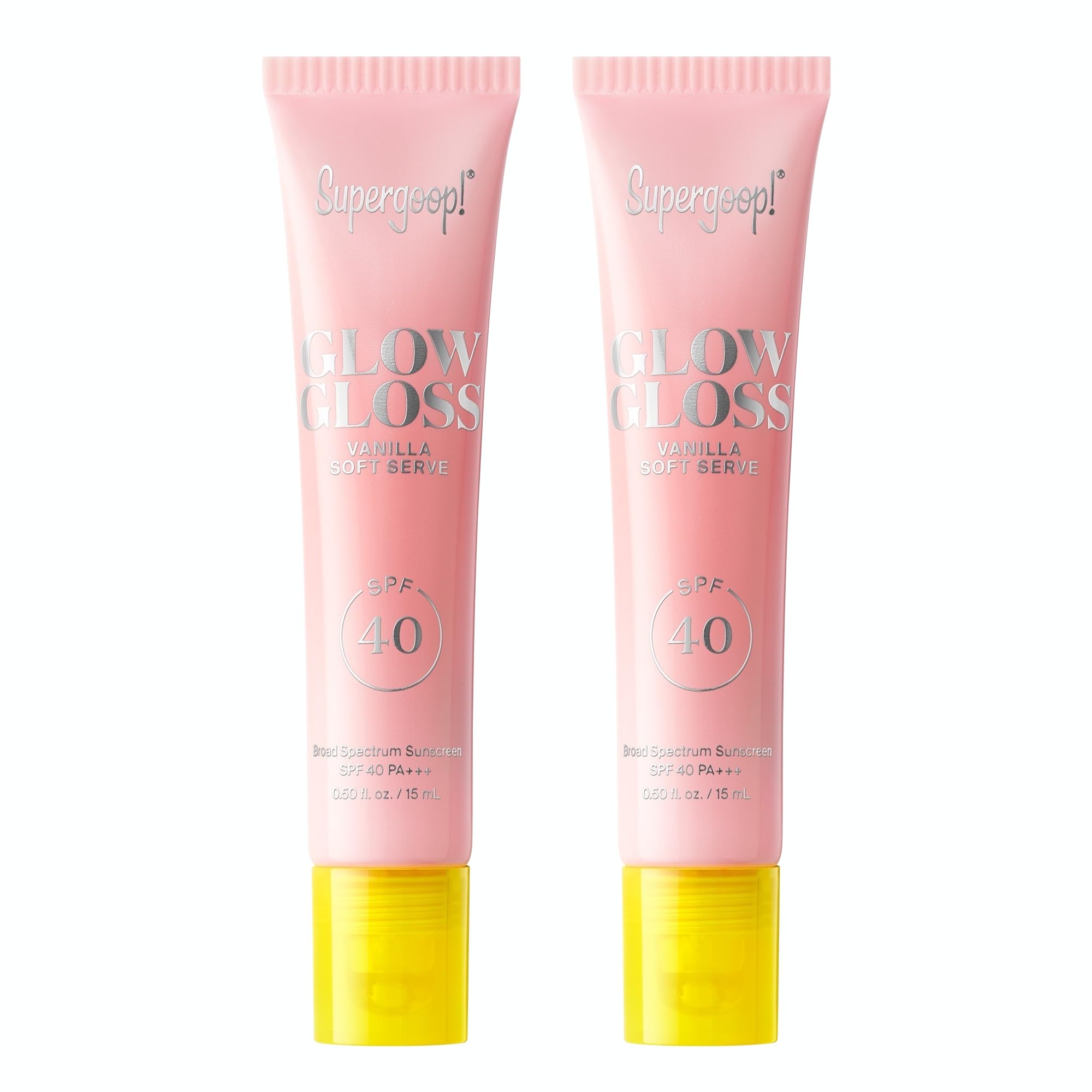 Supergoop! Glow Gloss SPF 40 Lip Balm | Vanilla Soft Serve & Sweet Cream, 2 Pack