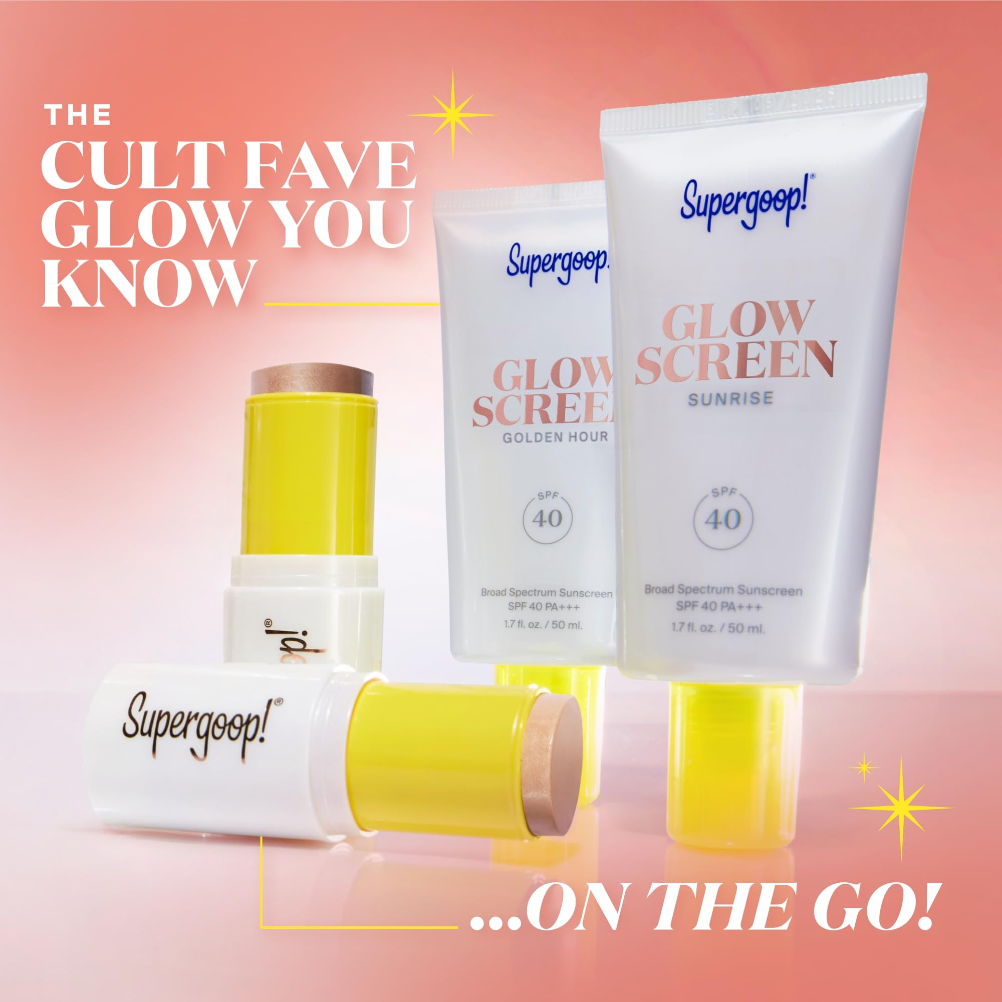 Supergoop! Glowscreen Stick SPF 45 — Golden Hour Glow & Protect, 0.35 oz